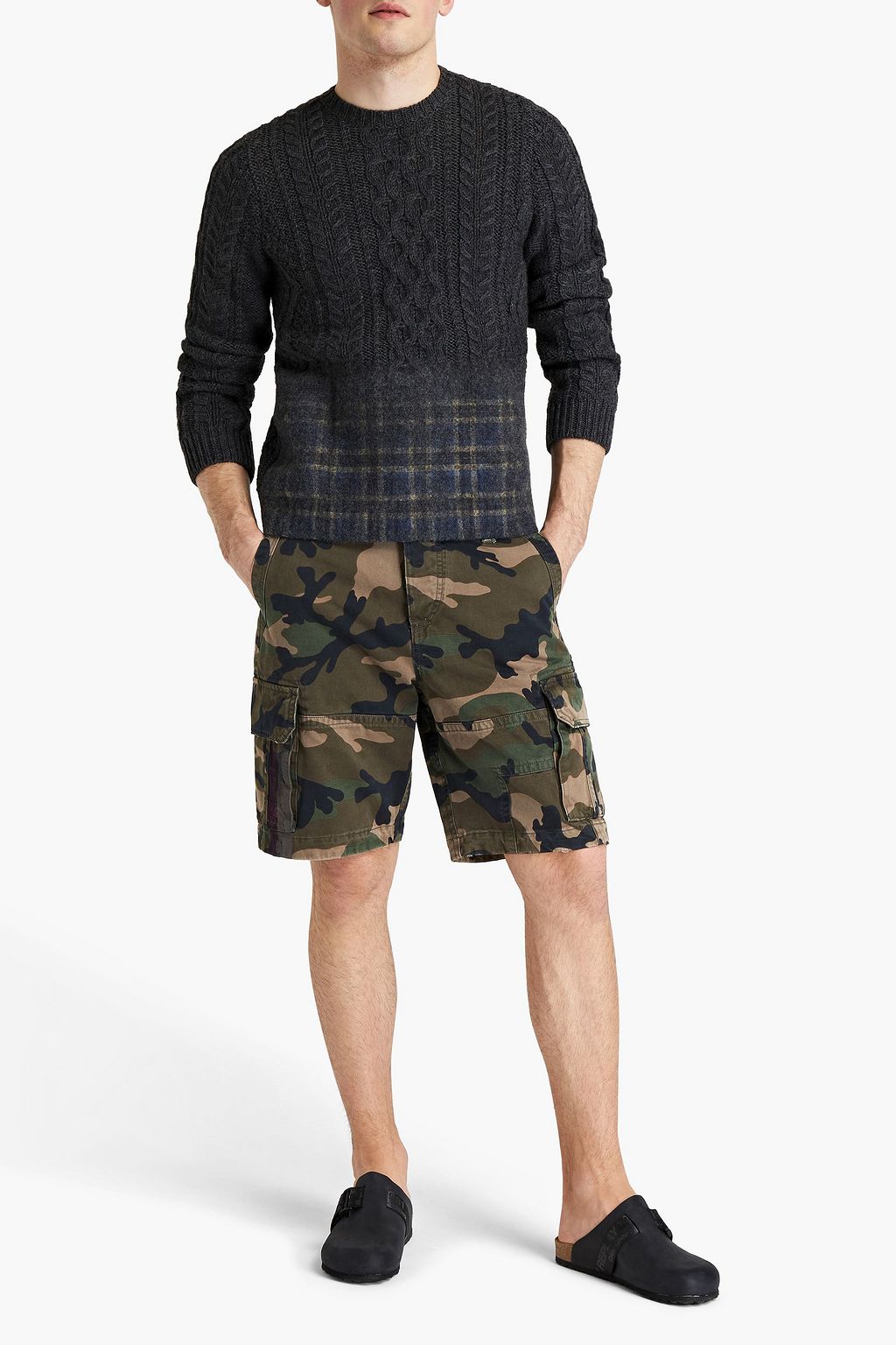 VALENTINO GARAVANI Printed denim cargo shorts