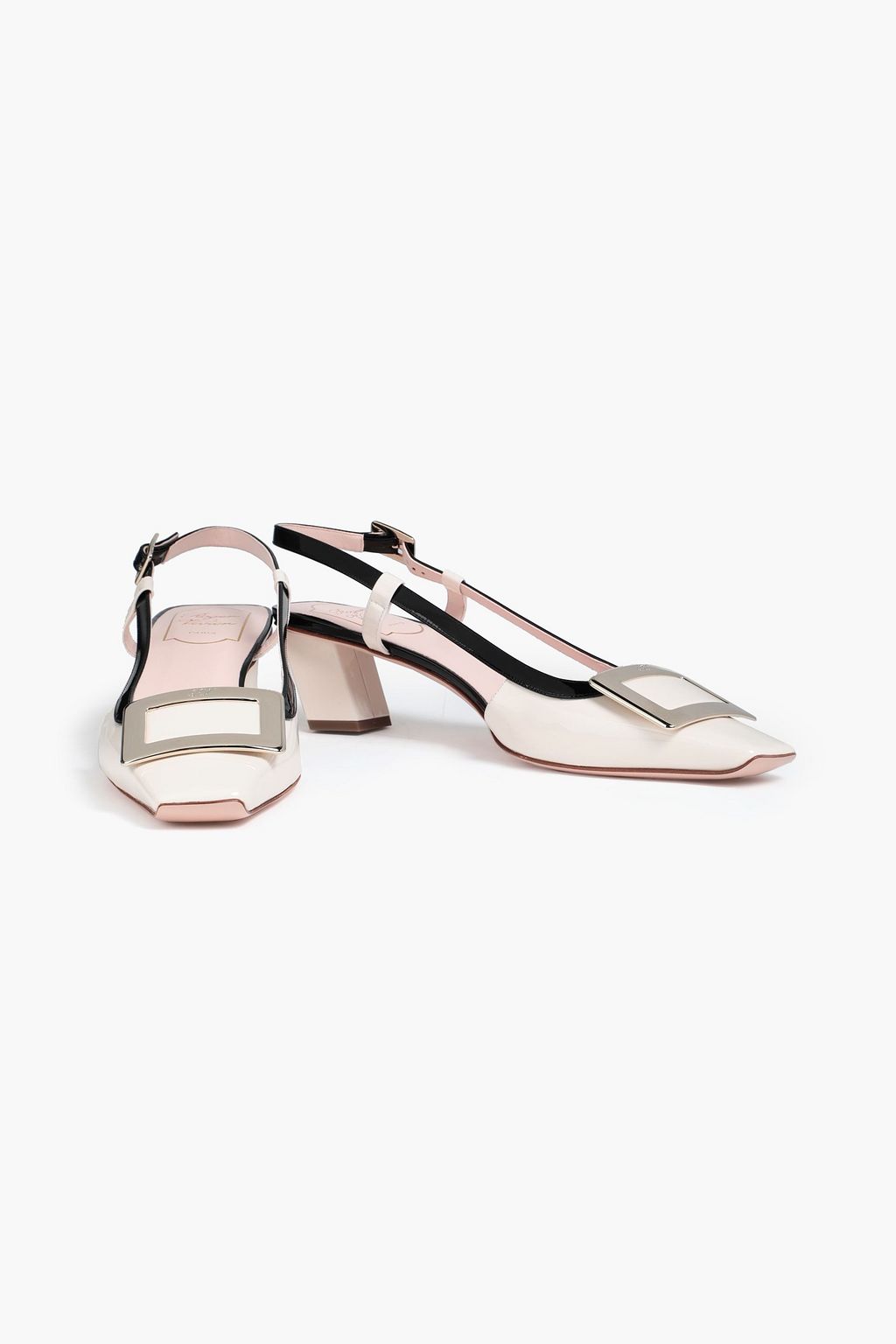 ROGER VIVIER Belle 45 color-block patent-leather slingback pumps