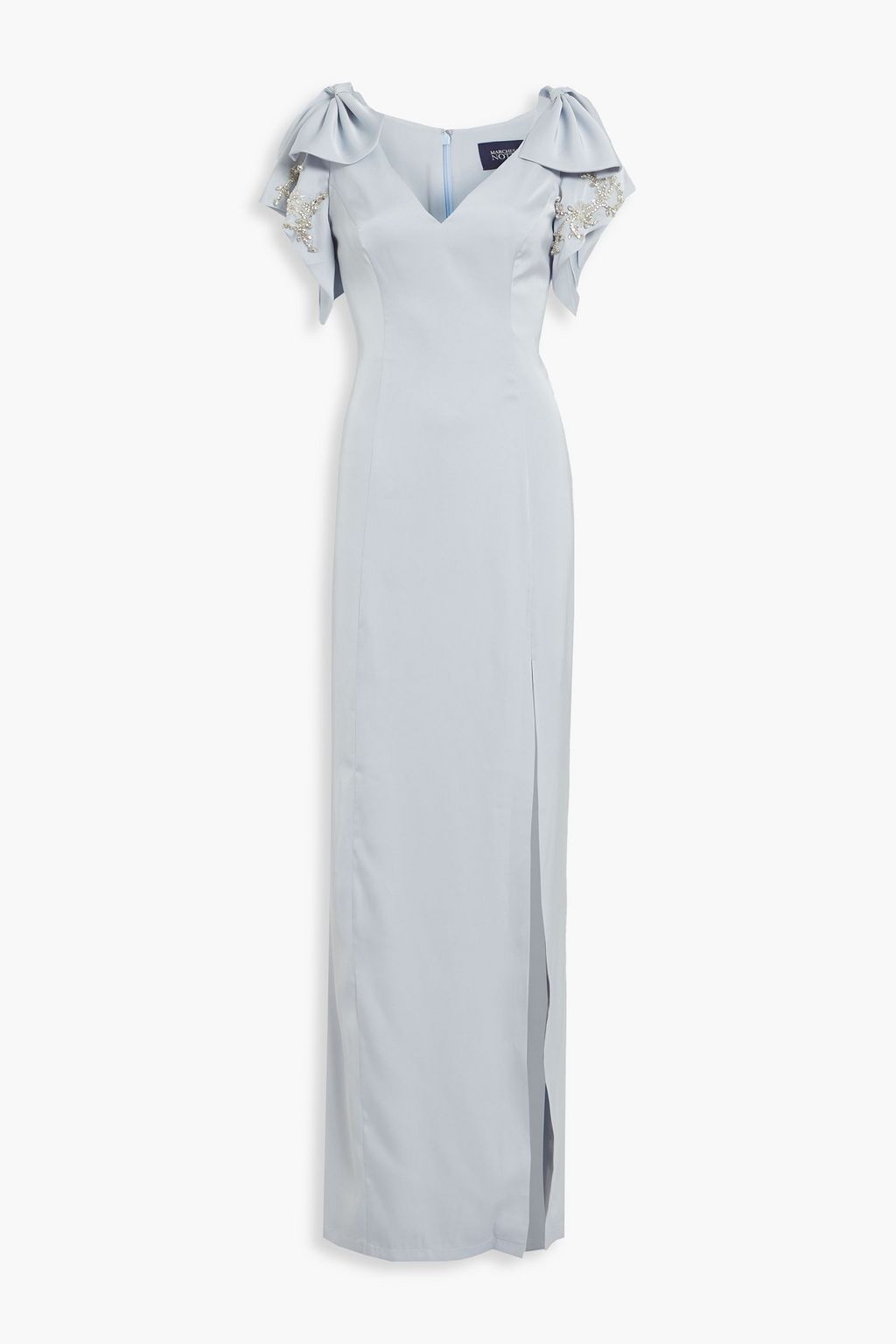 Embellished satin crepe gown