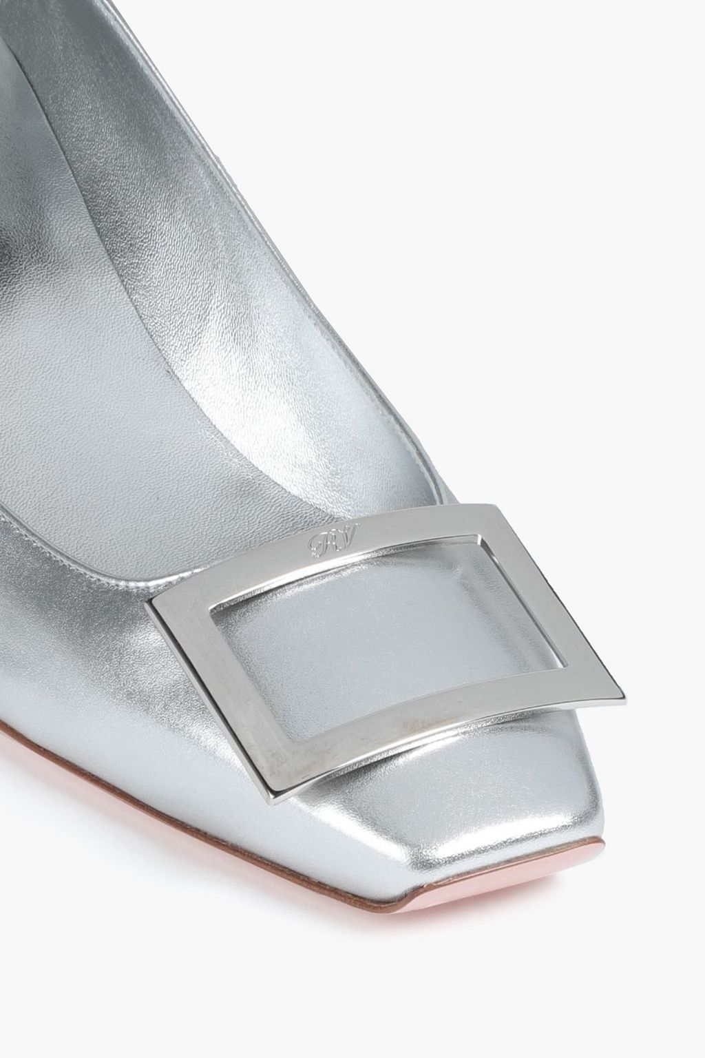 ROGER VIVIER حذاء ’ترومبيت’ بكعب عالٍ من الجلد بلون ميتاليك