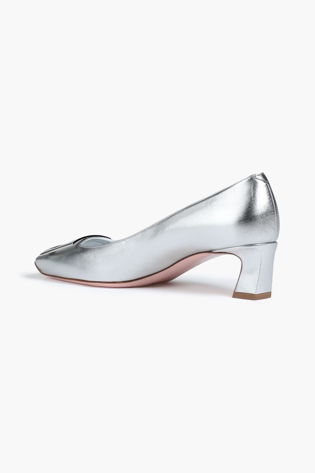 ROGER VIVIER حذاء ’ترومبيت’ بكعب عالٍ من الجلد بلون ميتاليك