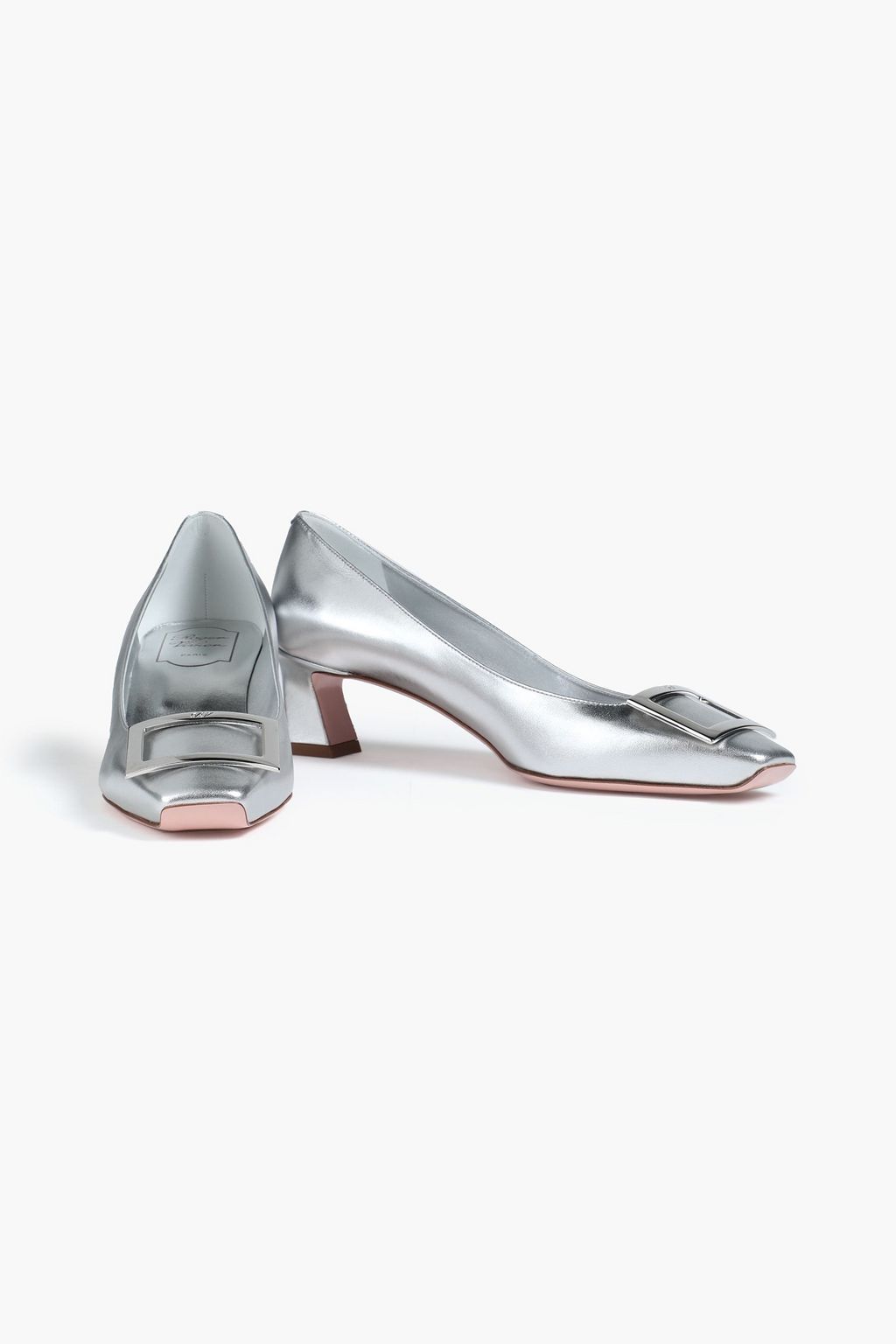 ROGER VIVIER حذاء ’ترومبيت’ بكعب عالٍ من الجلد بلون ميتاليك