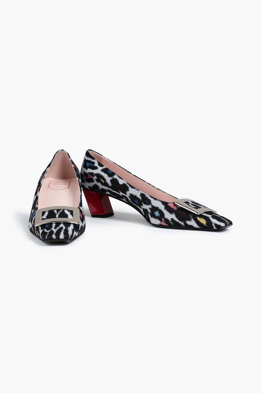 ROGER VIVIER حذاء ’بيل فيفيير’ بكعب عالٍ من الجاكار بطبعة جلد النمر