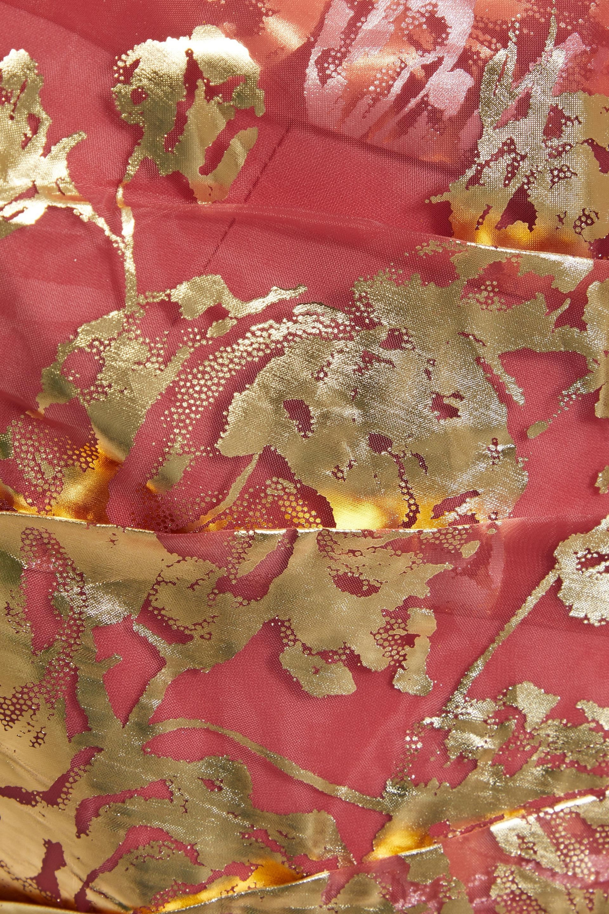 MARCHESA NOTTE Off-the-shoulder floral-appliquéd printed organza gown thumbnail