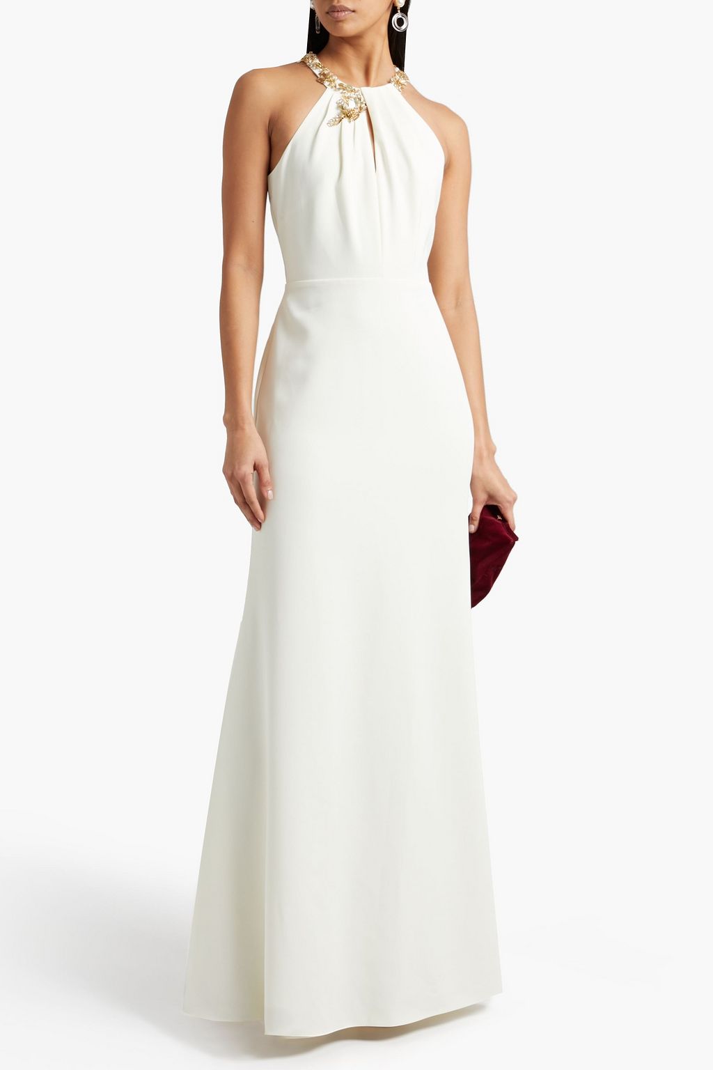 MARCHESA NOTTE Embellished crepe gown