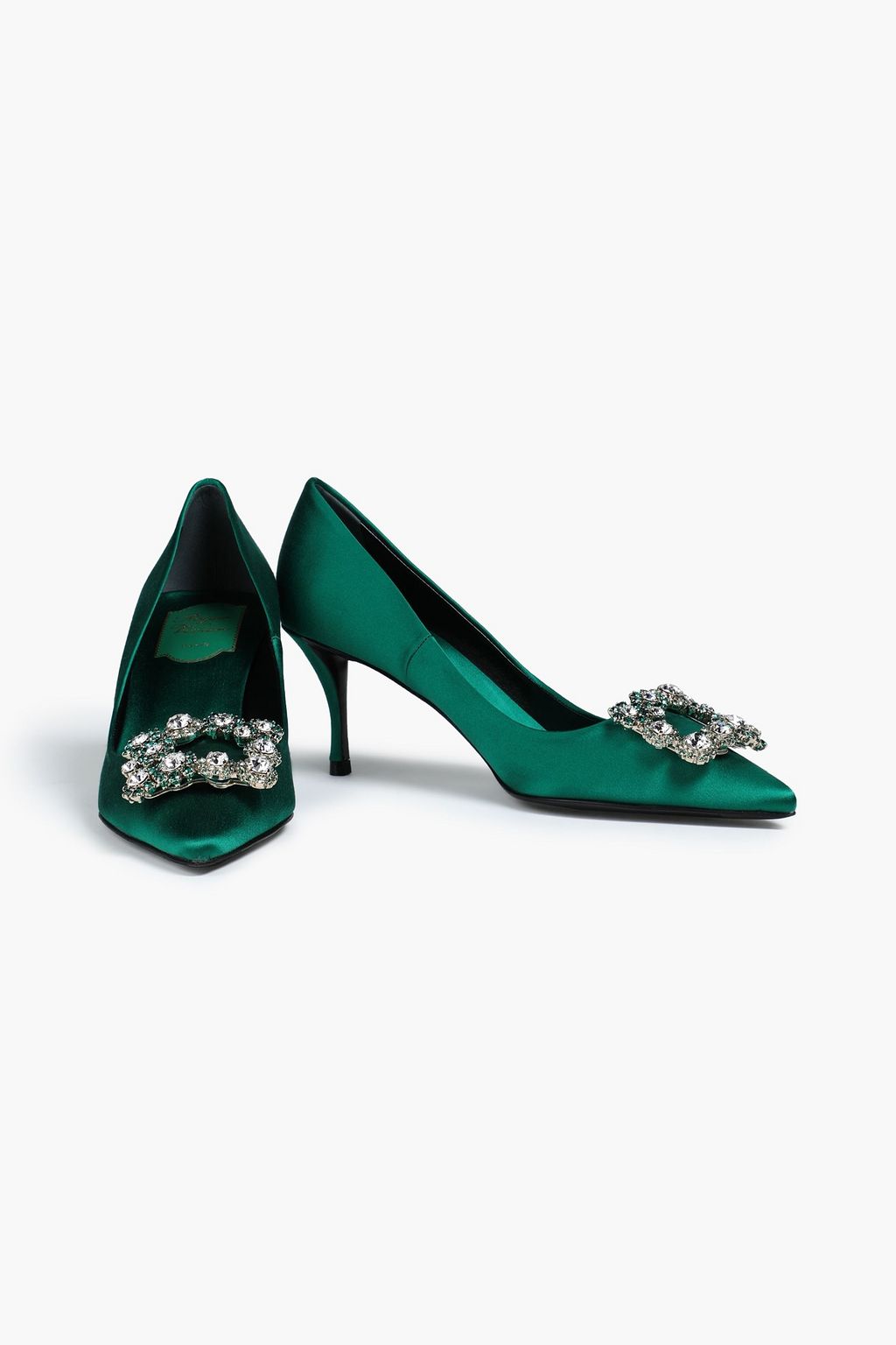 ROGER VIVIER Crystal-embellished satin pumps