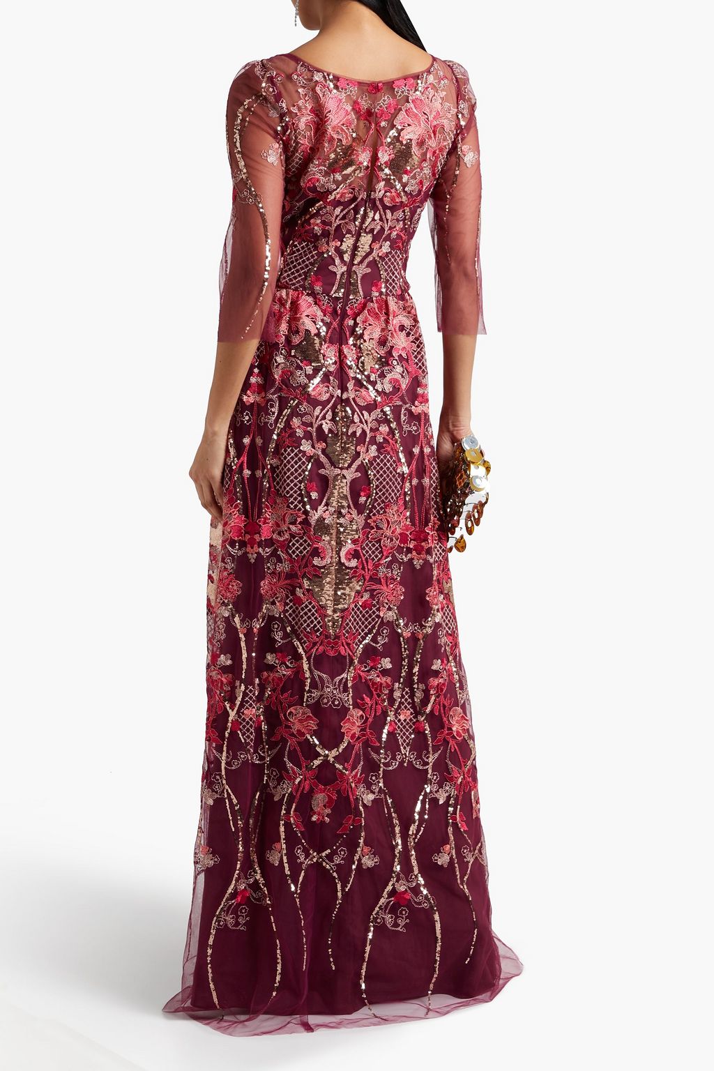 MARCHESA NOTTE 시퀸 & 자수 장식 튤 가운