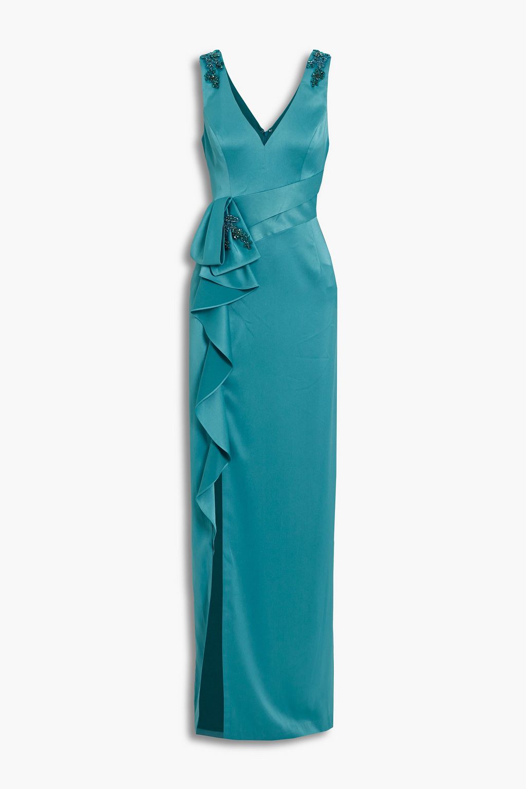 MARCHESA NOTTE Embellished ruffled satin-crepe gown | THE OUTNET