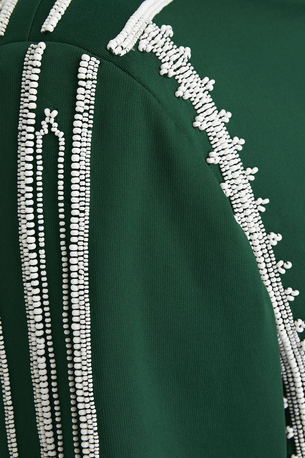 VALENTINO GARAVANI Bead-embellished cotton-jersey zip-up sweatshirt