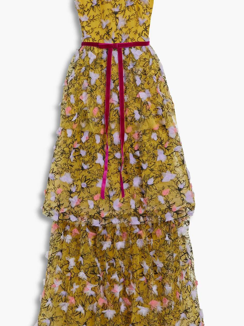 tiered embellished tulle gown