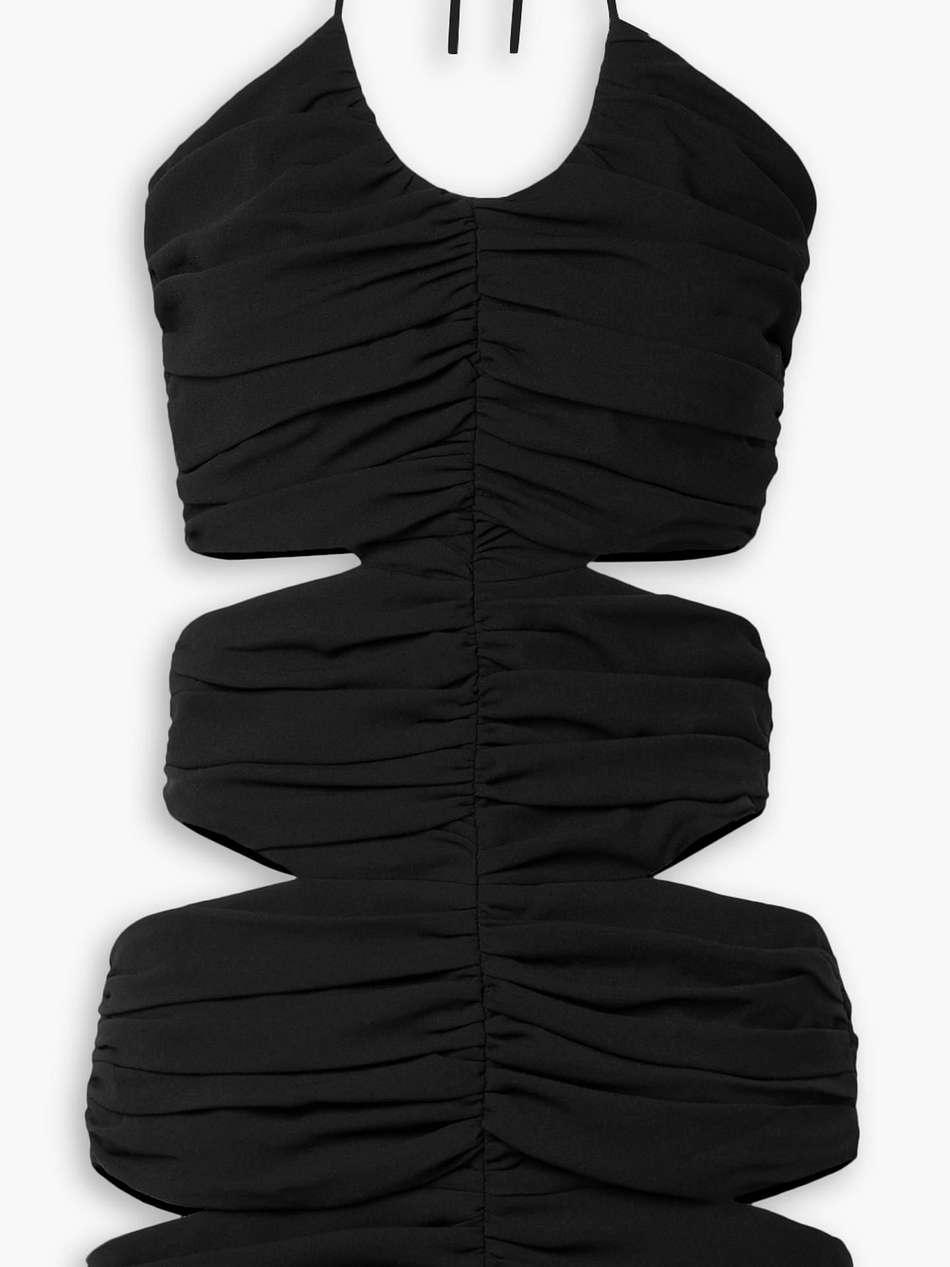 cutout ruched jersey halterneck mini dress