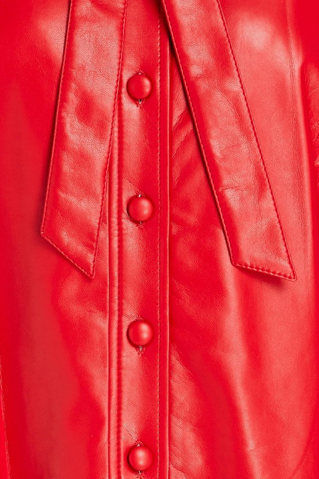 MARC JACOBS Pussy-bow faux leather mini shirt dress