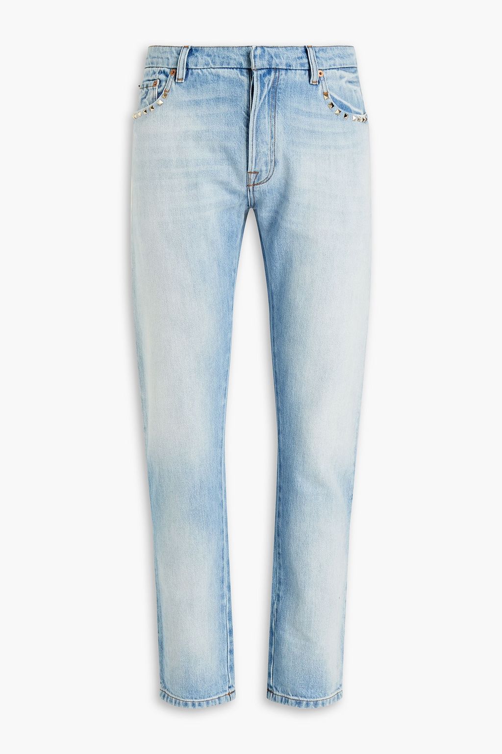 Light denim Slim-fit studded faded 