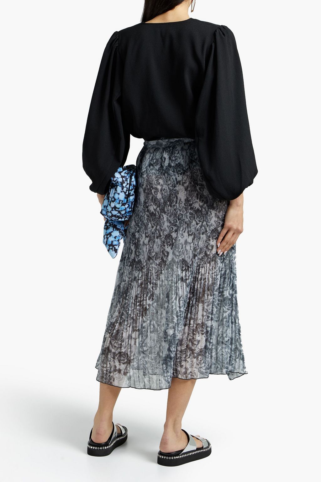GANNI Gathered crepe blouse