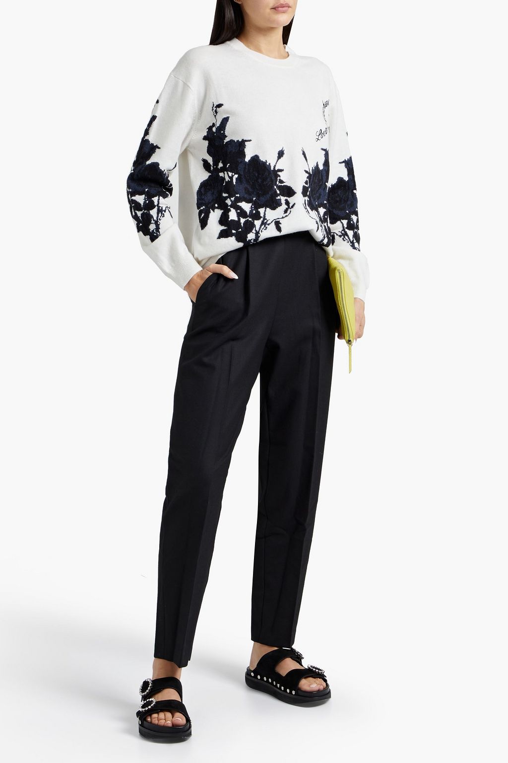LOVE MOSCHINO Embroidered jacquard-knit sweater