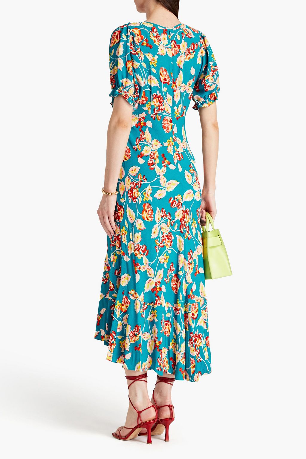 DIANE VON FURSTENBERG Orla gathered floral-print crepe midi dress | THE ...