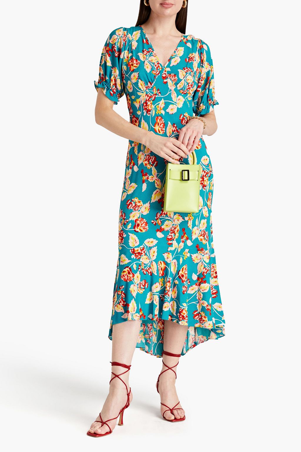 DIANE VON FURSTENBERG Orla gathered floral-print crepe midi dress