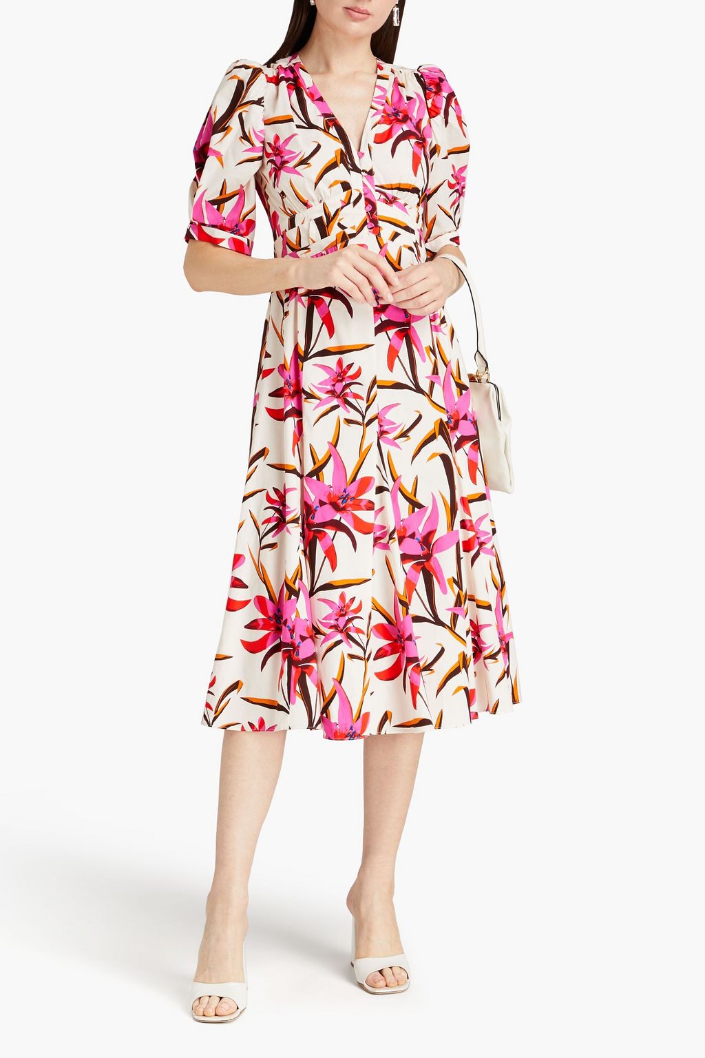 DIANE VON FURSTENBERG Melissa floral-print cotton-blend poplin midi dress