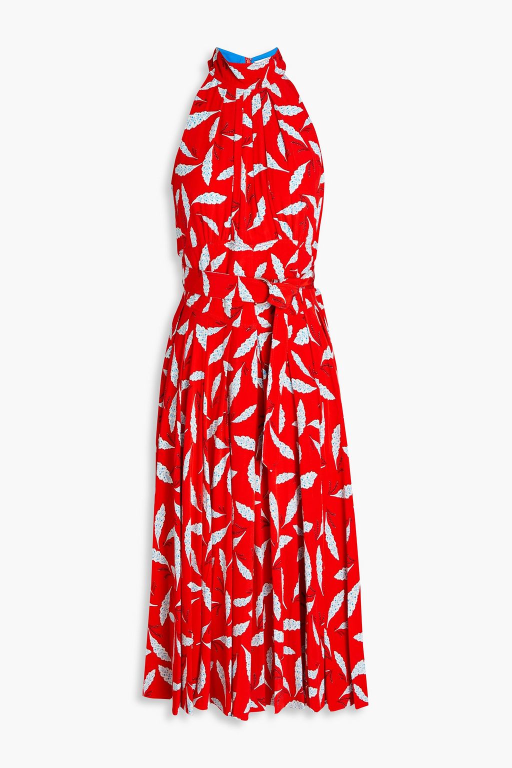 Nicola pleated printed crepe de chine midi dress
