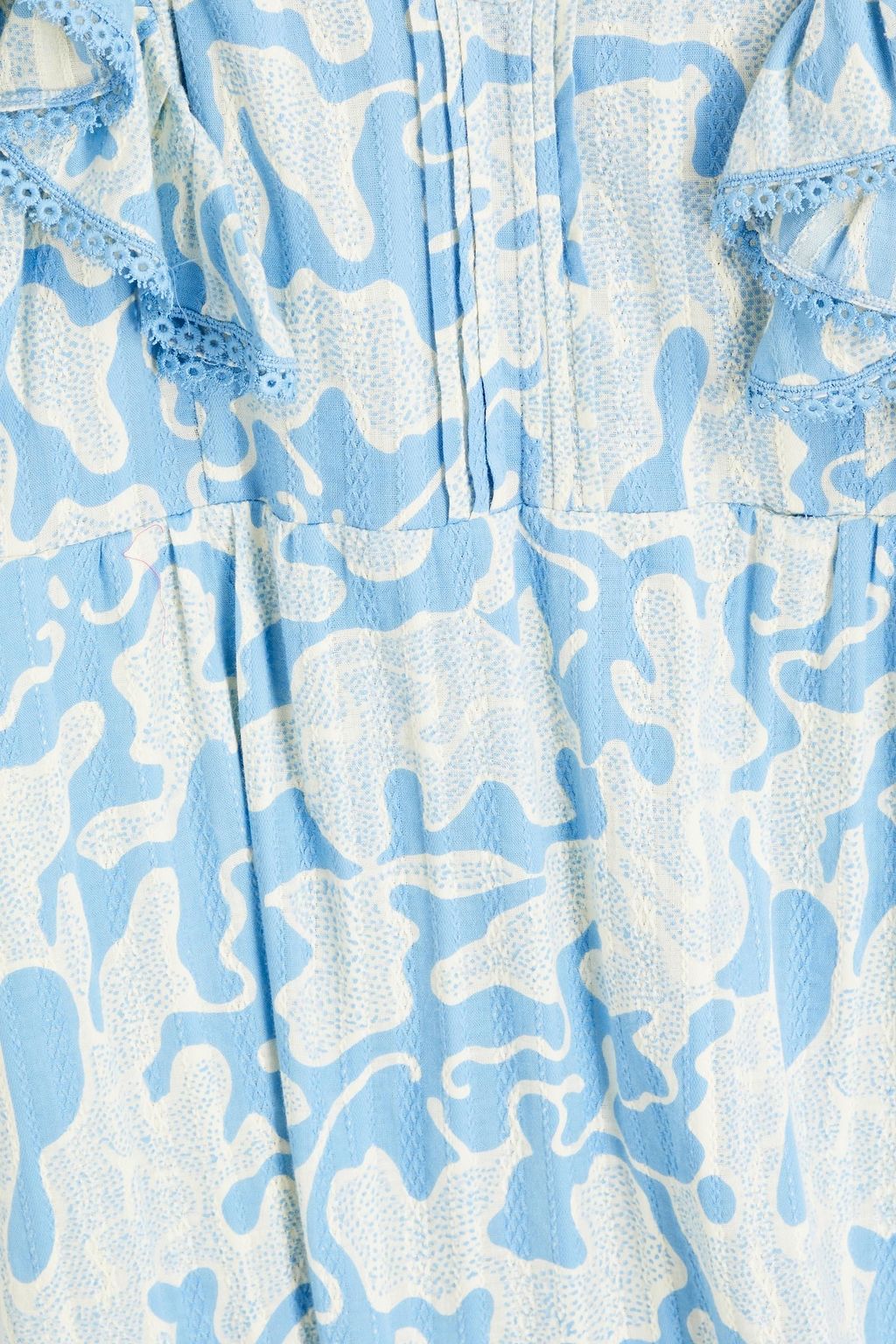 DIANE VON FURSTENBERG コットンジャカード ミディワンピース ラッフル付き プリント