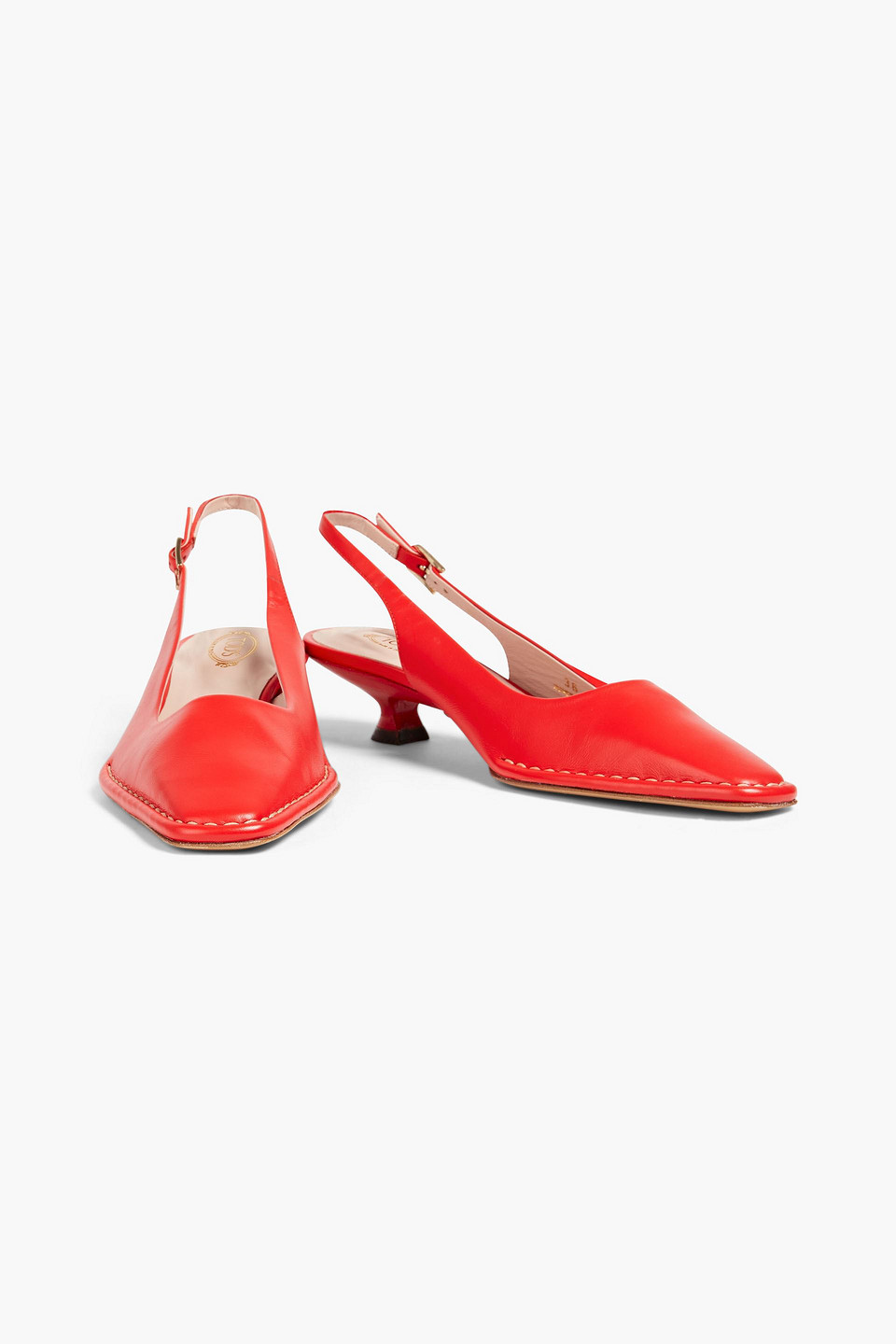 Shop Tod's Leather Slingback Pumps In Red