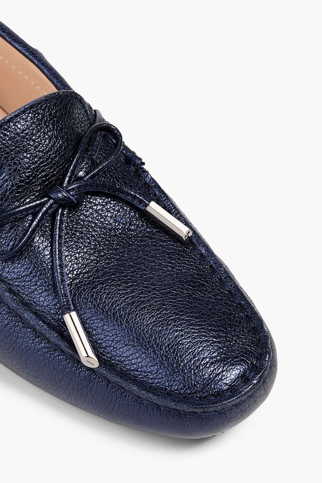 TOD'S Heaven Lacetto metallic textured-leather loafers