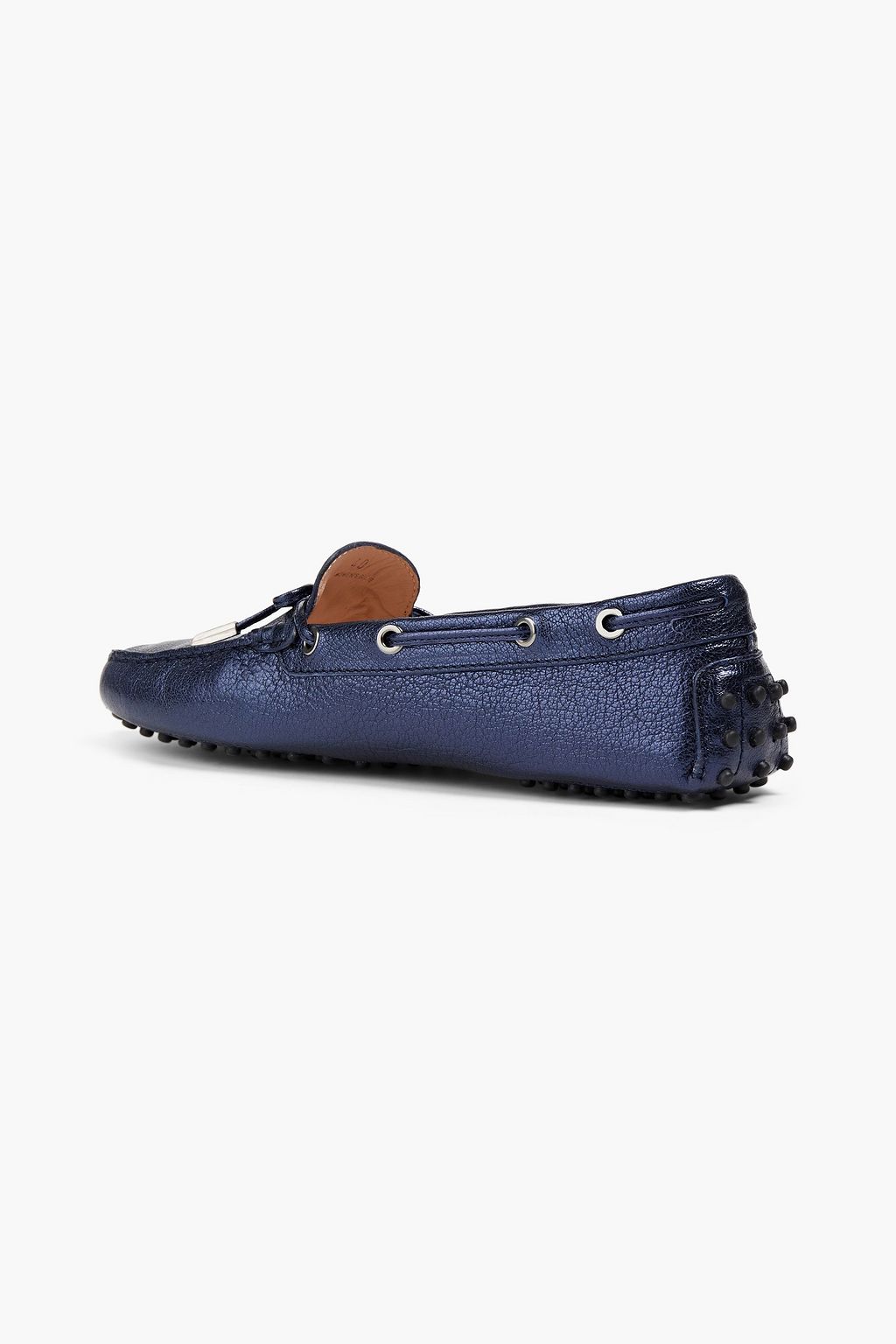 TOD'S Heaven Lacetto metallic textured-leather loafers