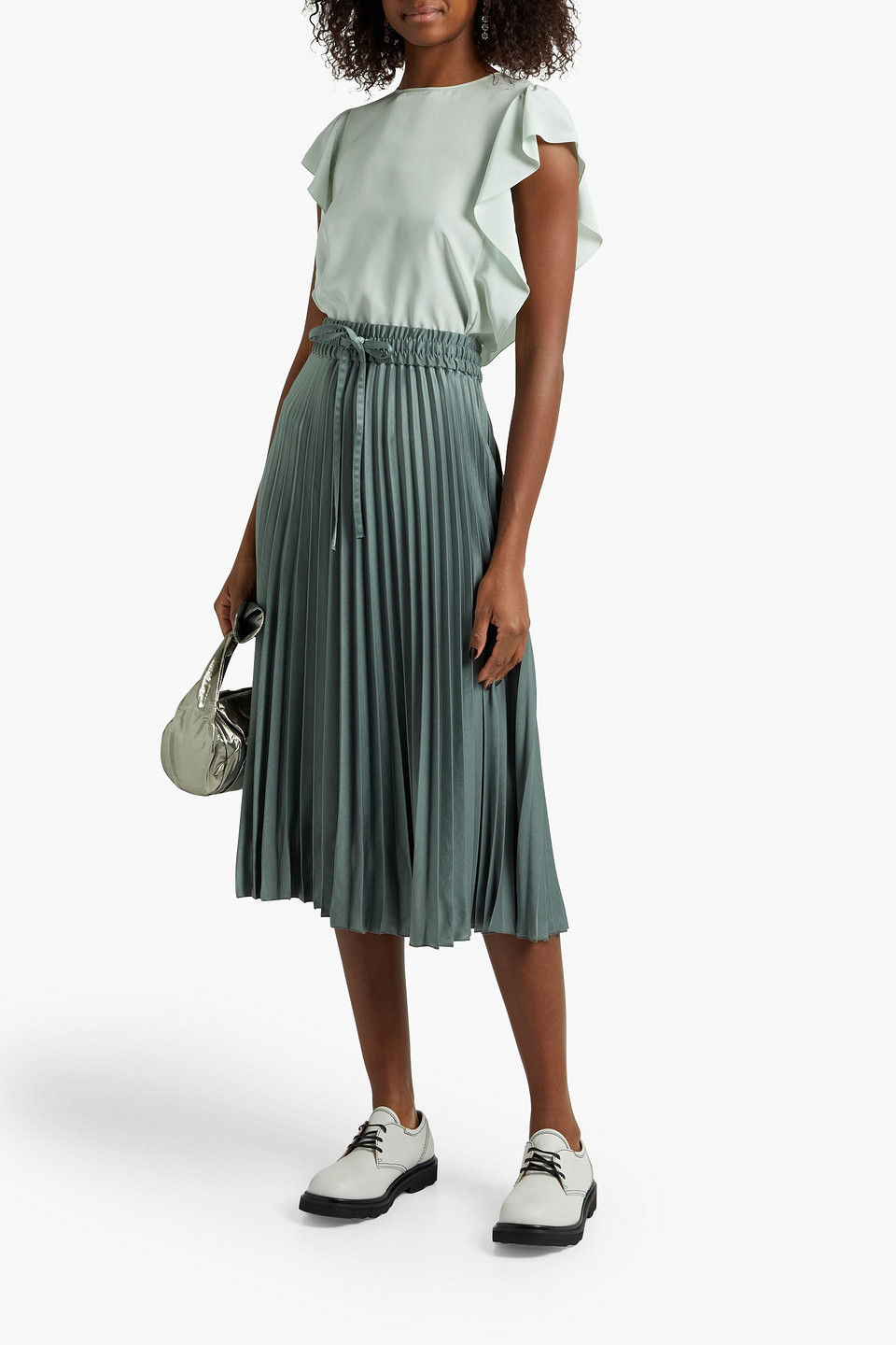 Valentino green pleated online skirt