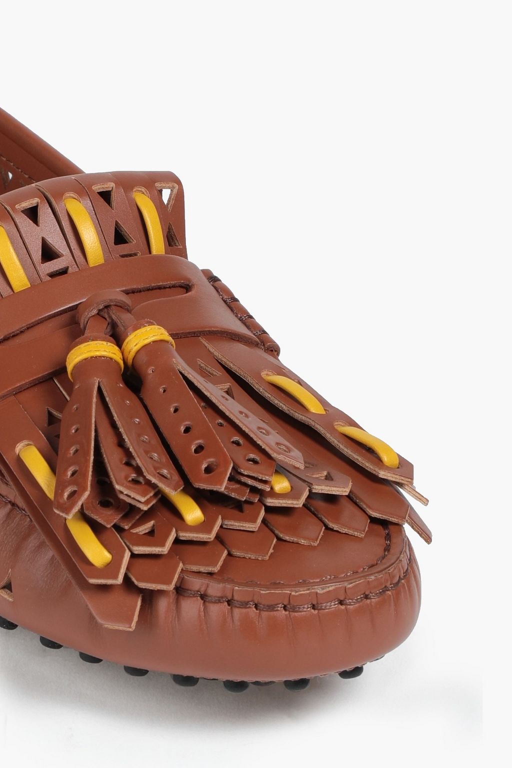 TOD'S Gommino whipstitched laser-cut leather loafers