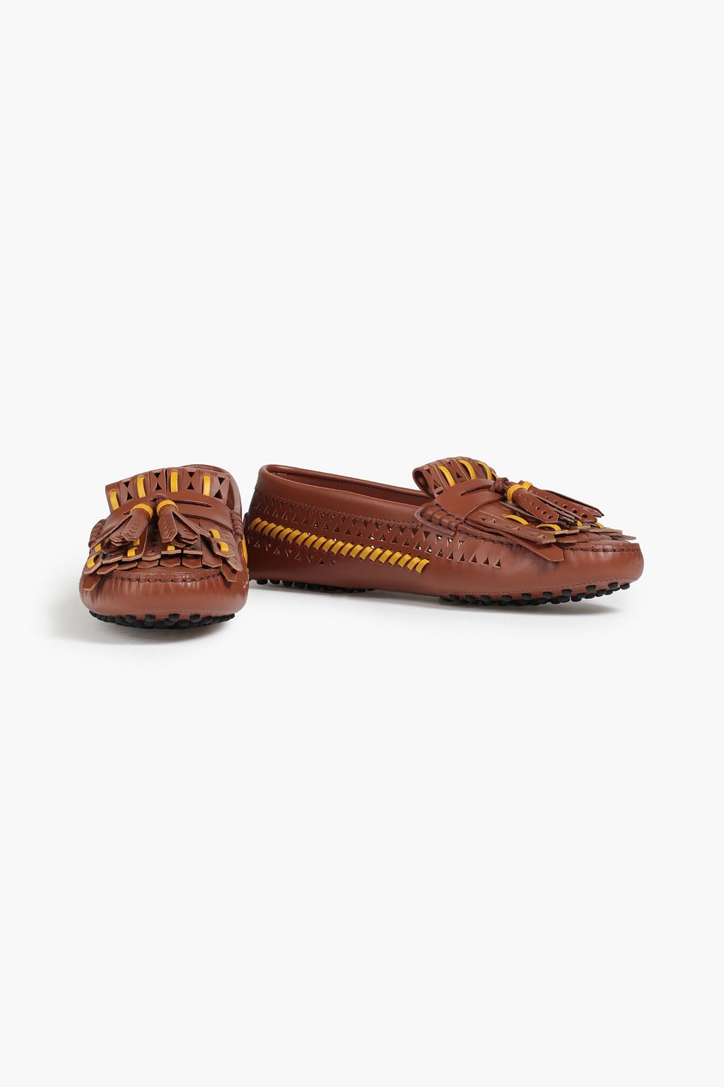 TOD'S Gommino whipstitched laser-cut leather loafers