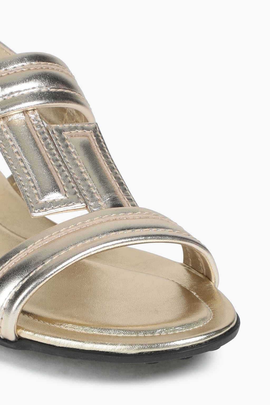 TOD'S Double T quilted metallic leather sandals