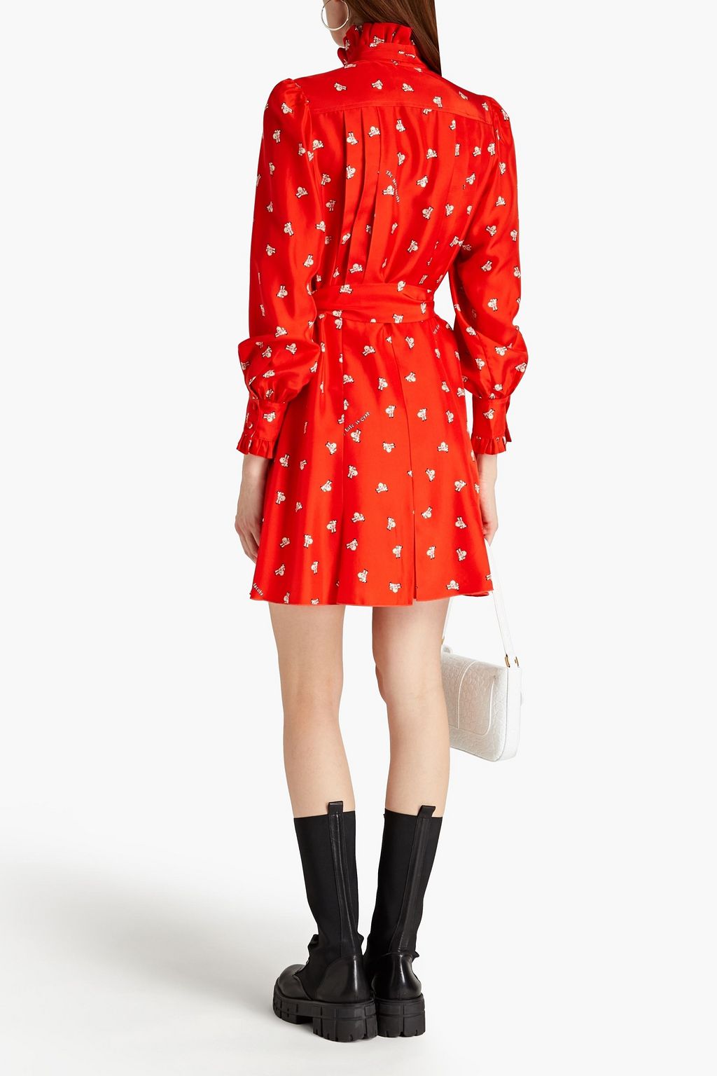 MARC JACOBS + Magda Archer pussy-bow belted printed silk mini dress