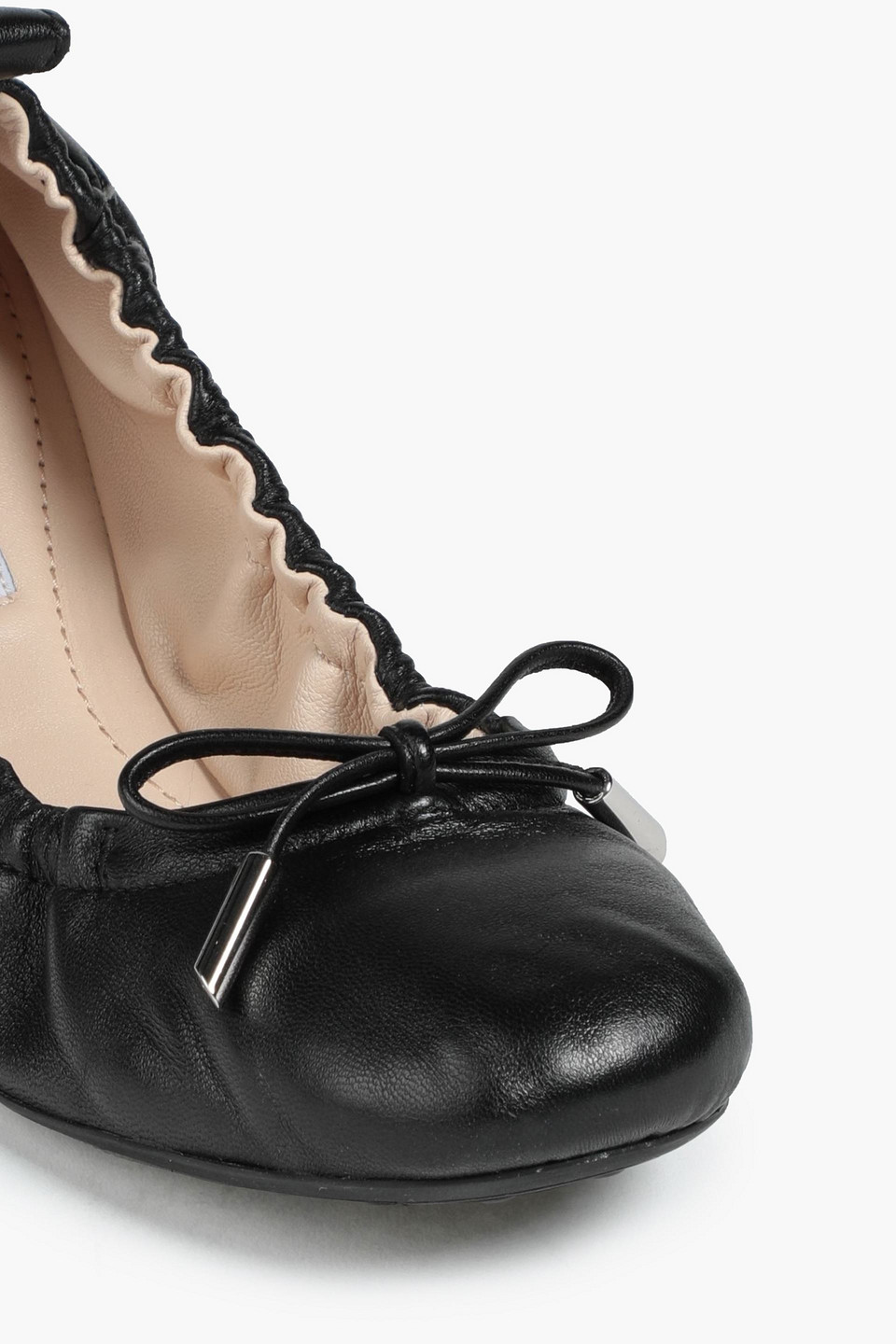 TOD'S BOW-EMBELLISHED LEATHER BALLET FLATS