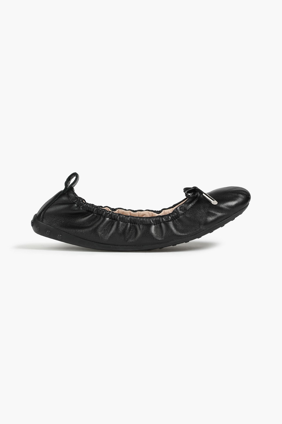 Shop Tod's Bow-embellished Leather Ballet Flats In Black