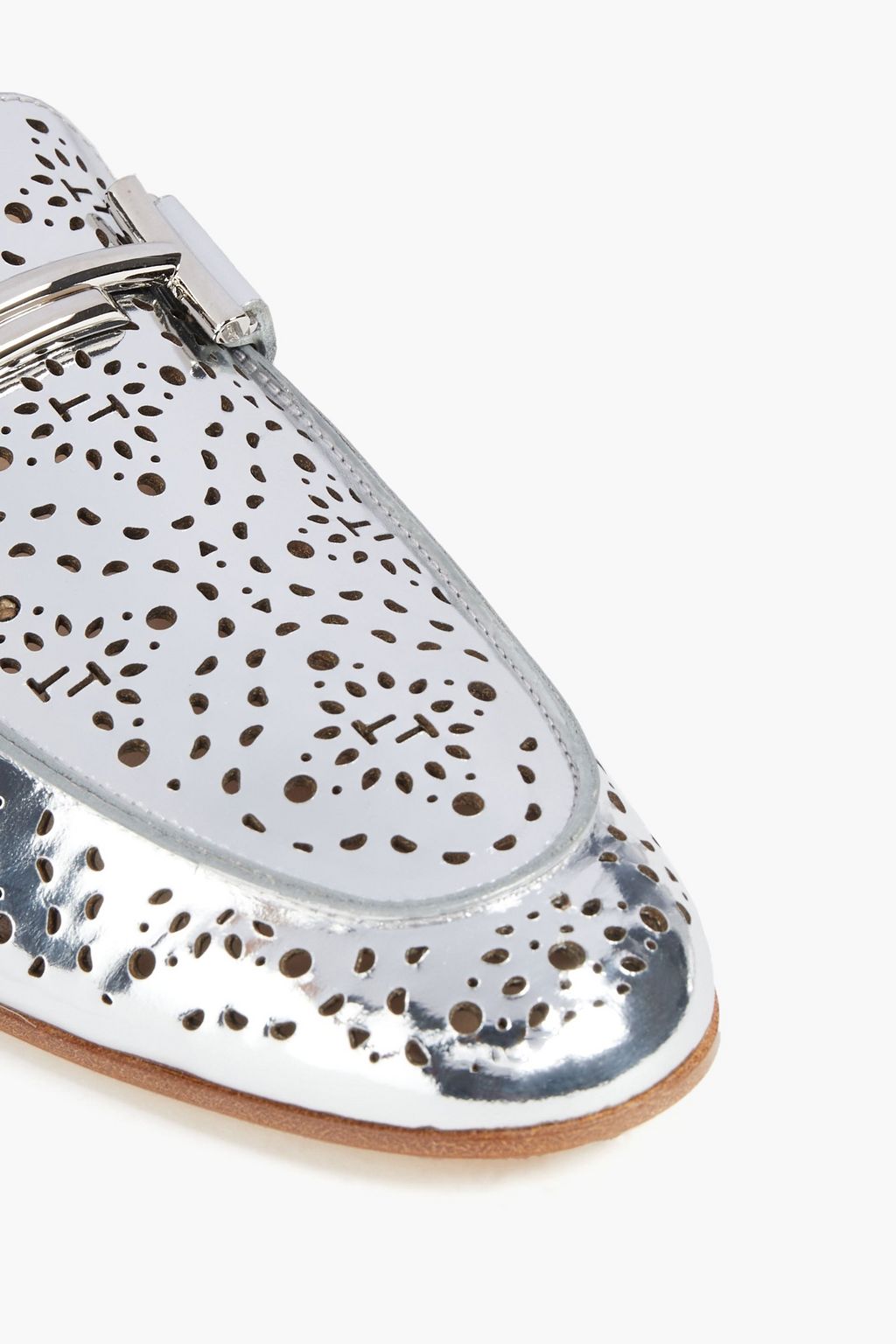 TOD'S Double T laser-cut mirrored-leather loafers