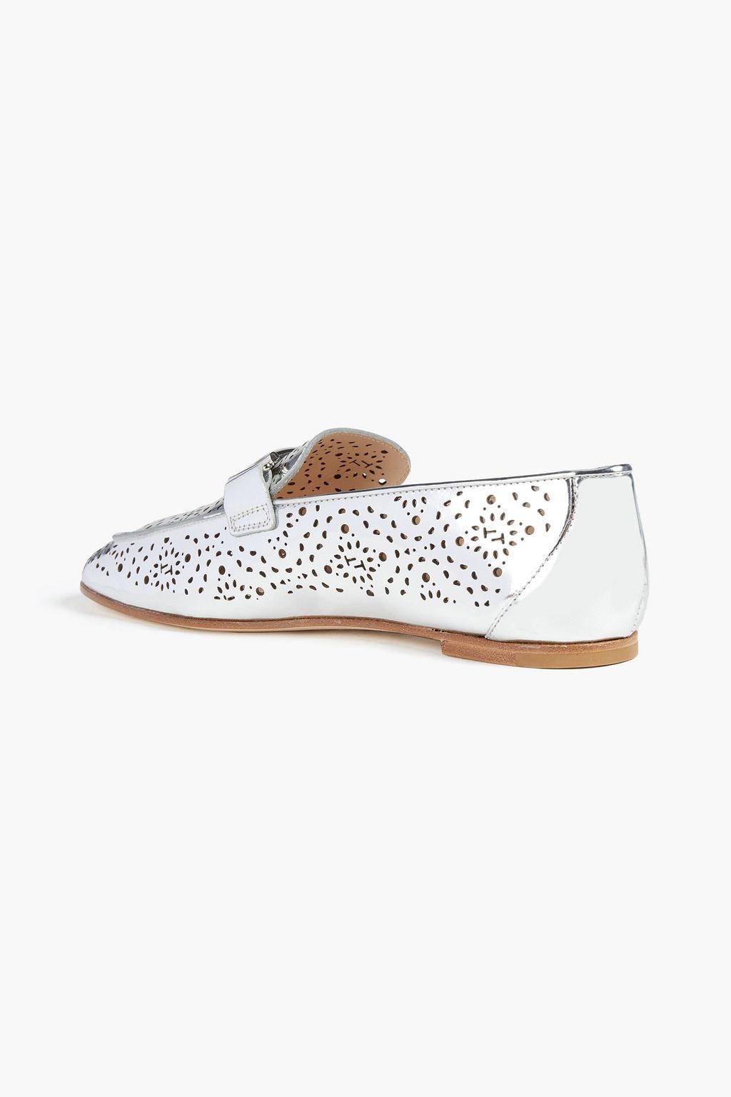 TOD'S Double T laser-cut mirrored-leather loafers