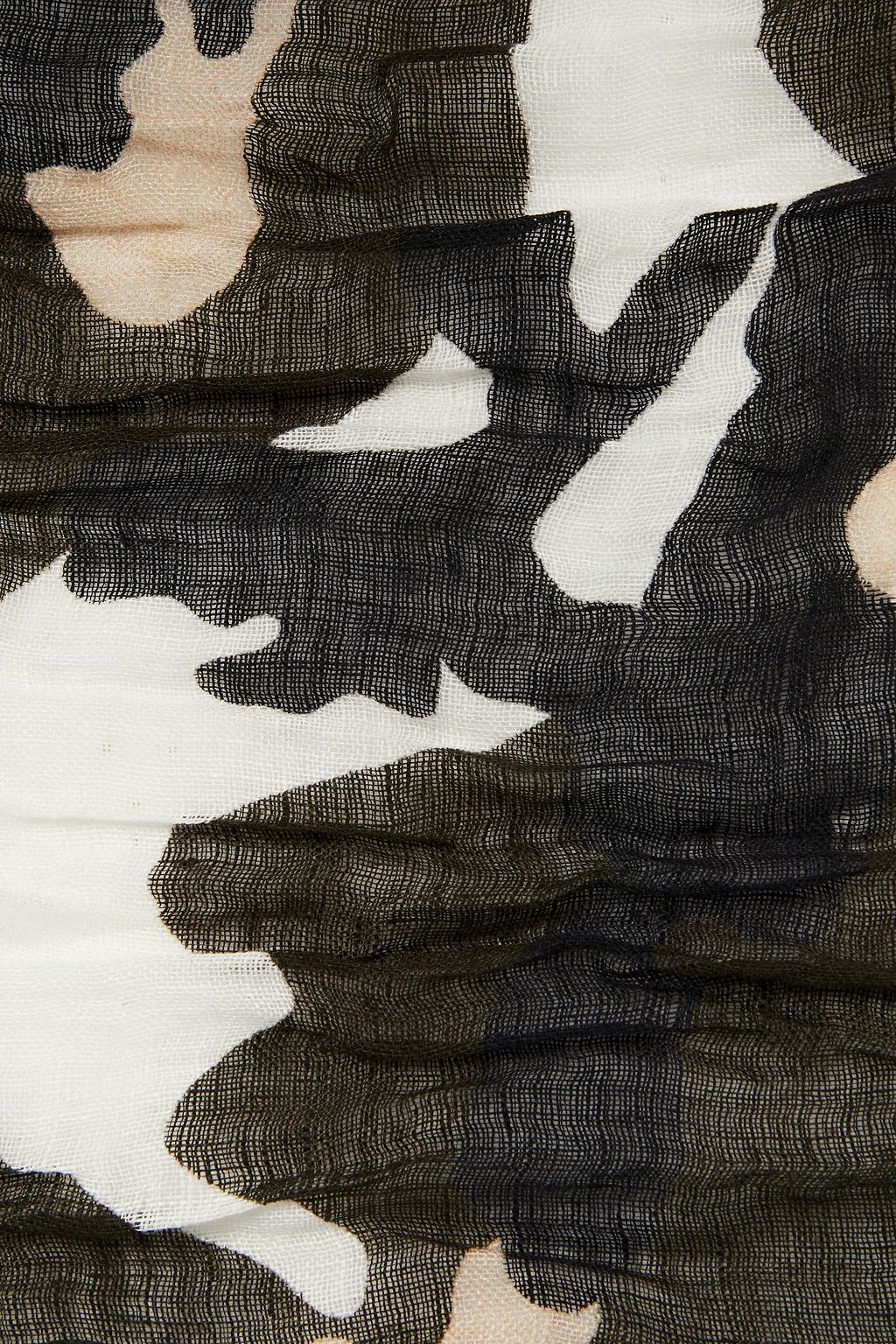 VALENTINO GARAVANI Crinkled camouflage-print linen scarf