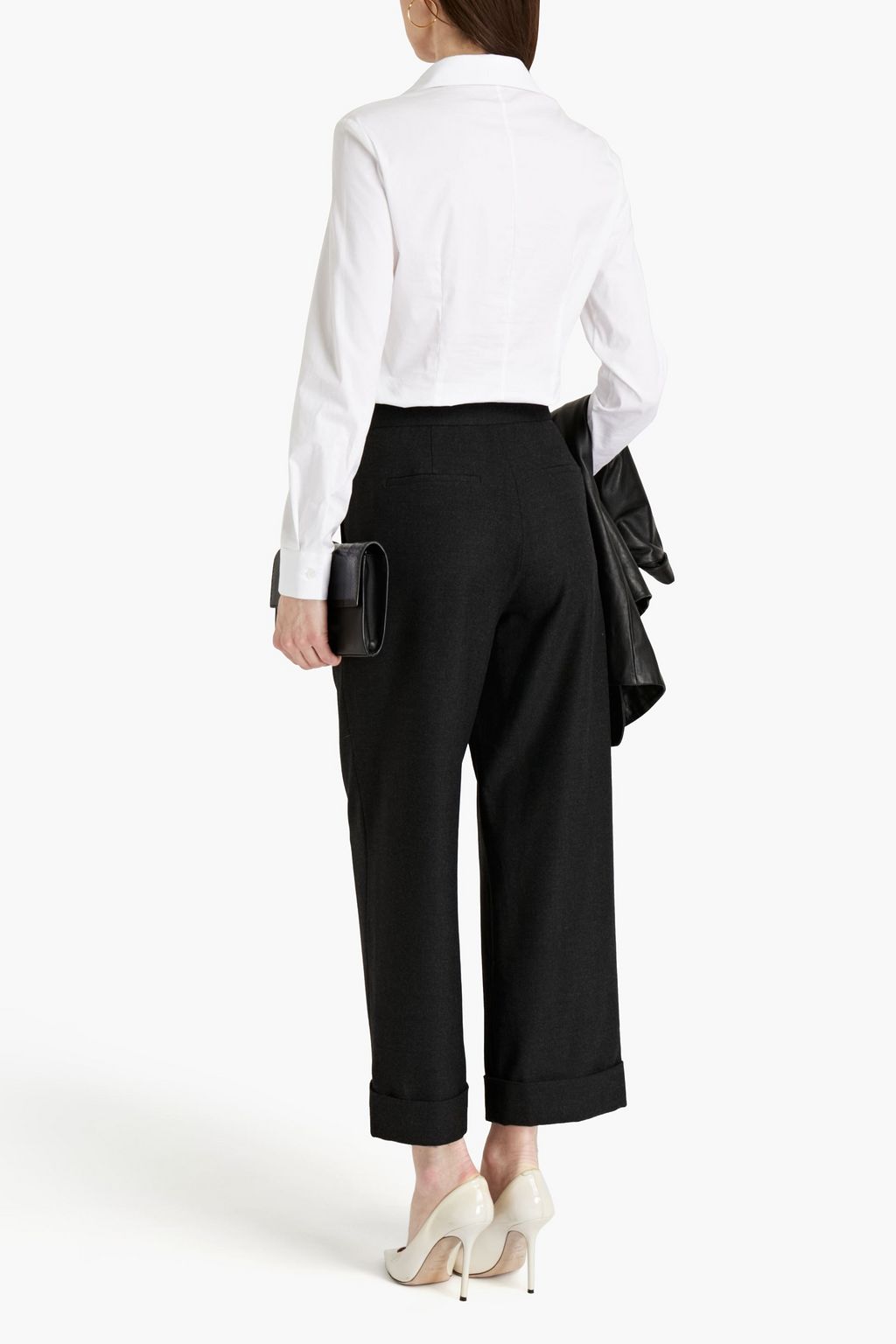 OSCAR DE LA RENTA Cropped wool-blend flannel straight-leg pants