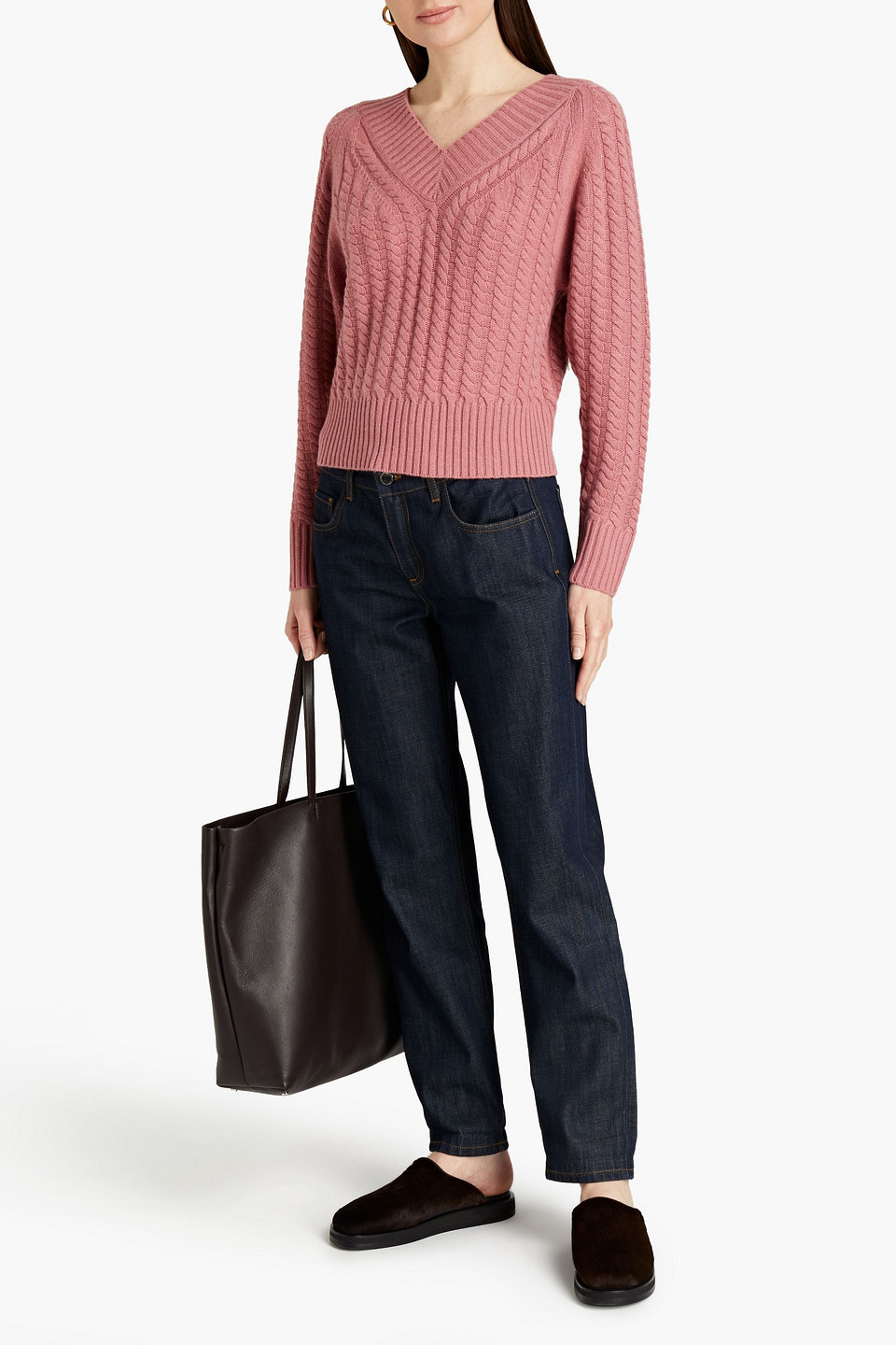 Theory Cable-knit Cashmere Jumper In Pink