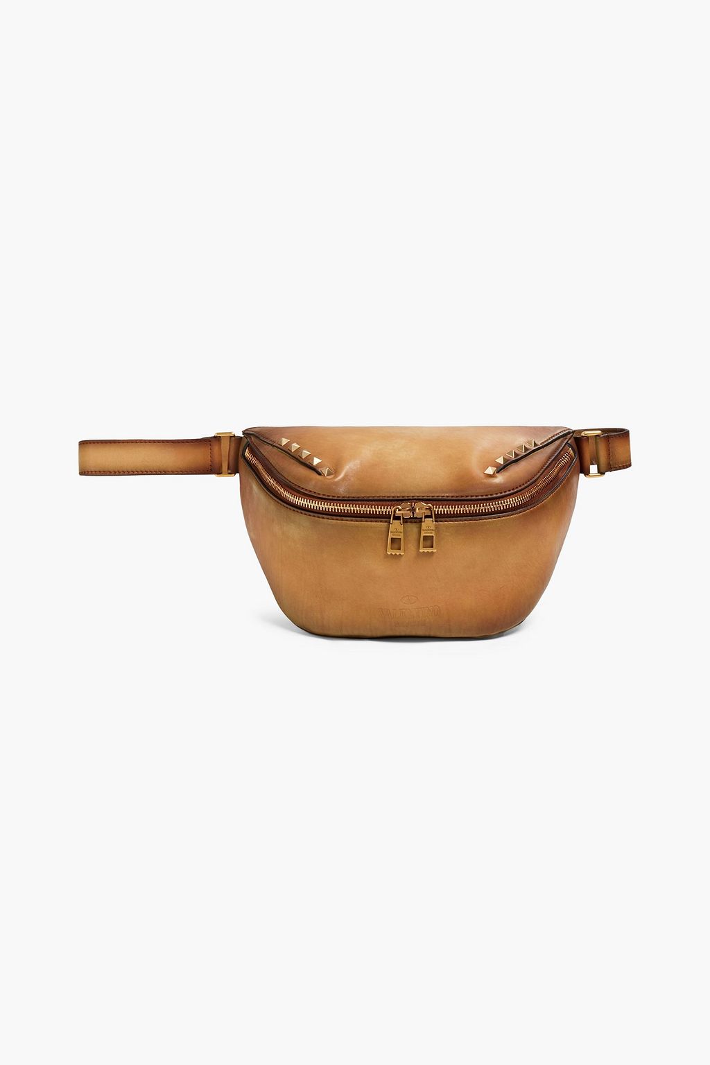 Studded burnished leather belt bag