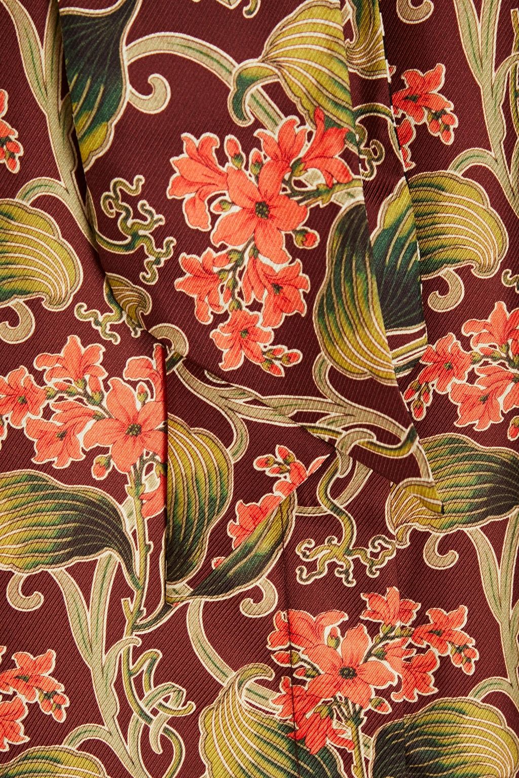 OSCAR DE LA RENTA Tie-neck floral-print silk-twill blouse
