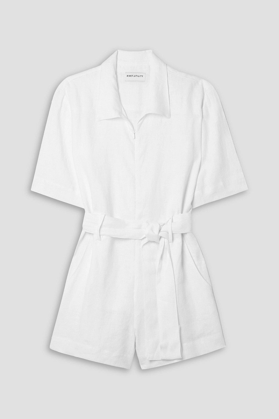 Influencer belted linen playsuit