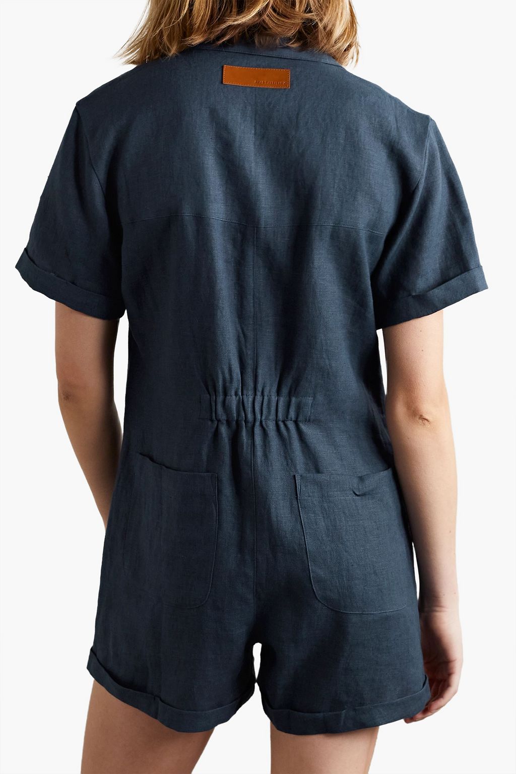 RIVET UTILITY Runaround linen playsuit