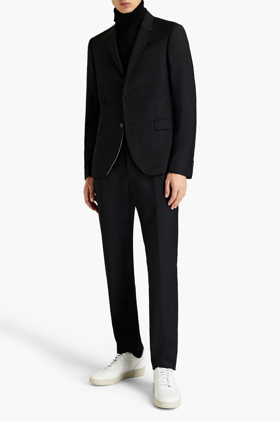 Valentino Man Wool And Mohair-blend Suit In Black