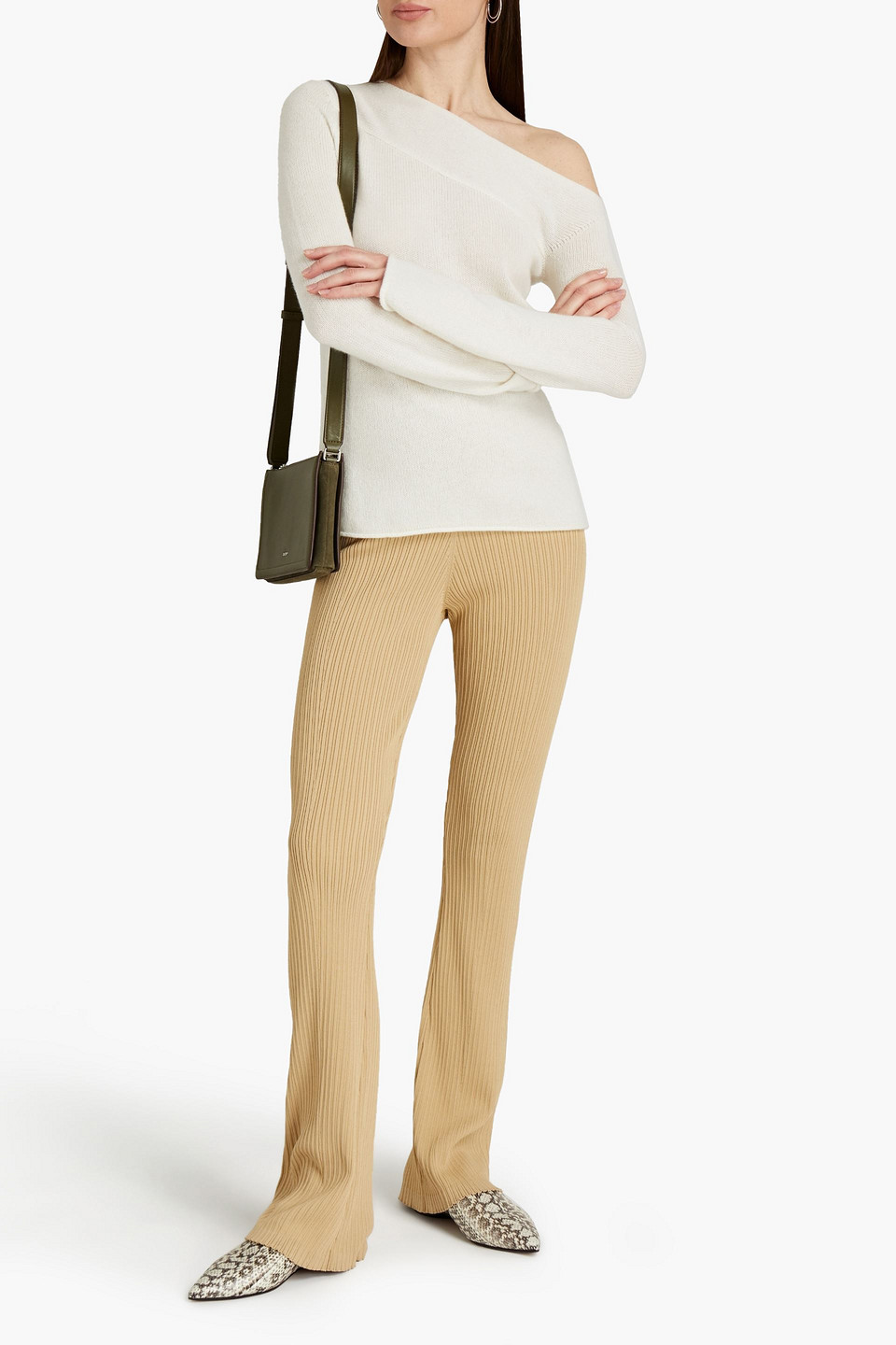 Theory One shoulder Cashmere Sweater In White ModeSens