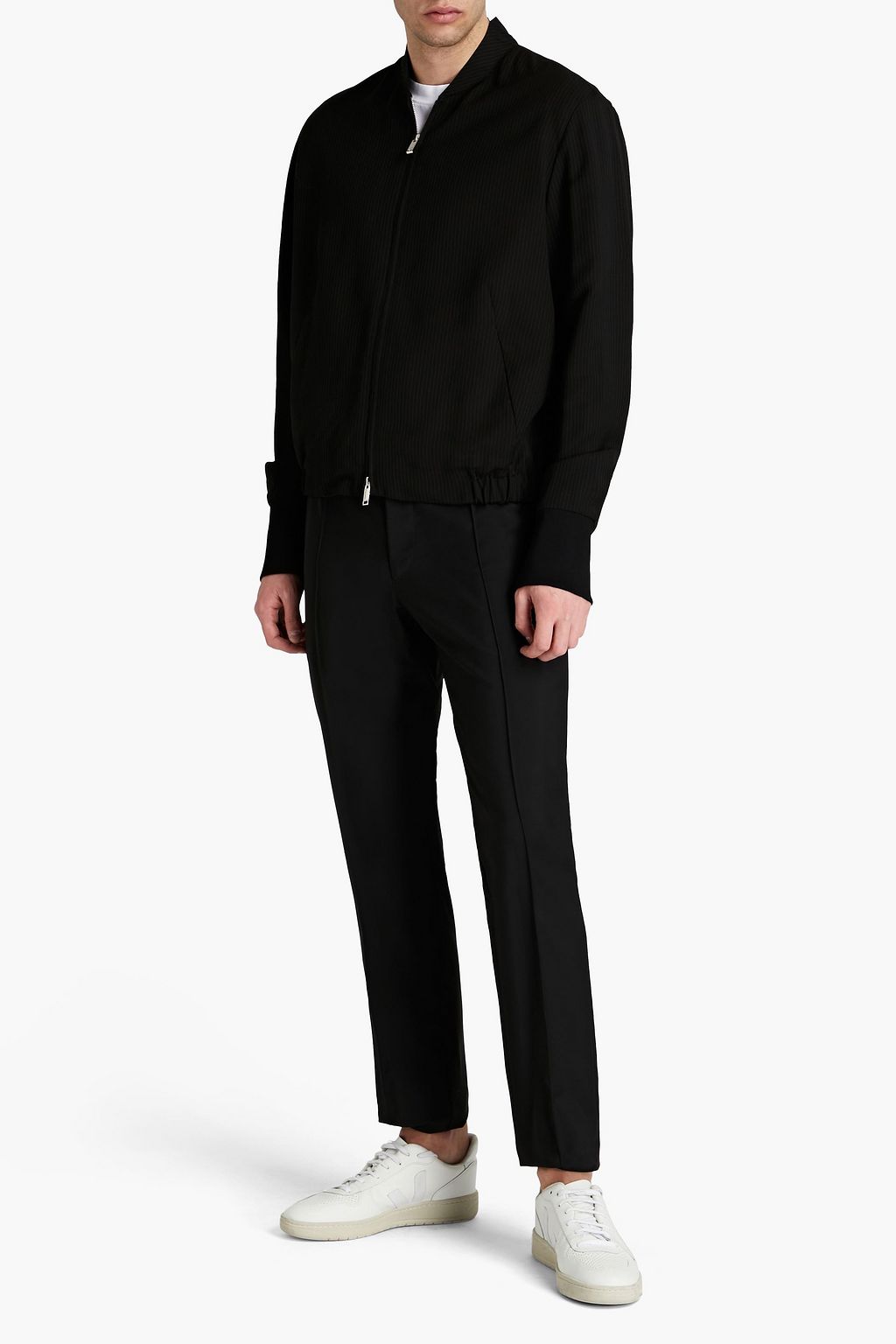VALENTINO Pinstriped twill bomber jacket