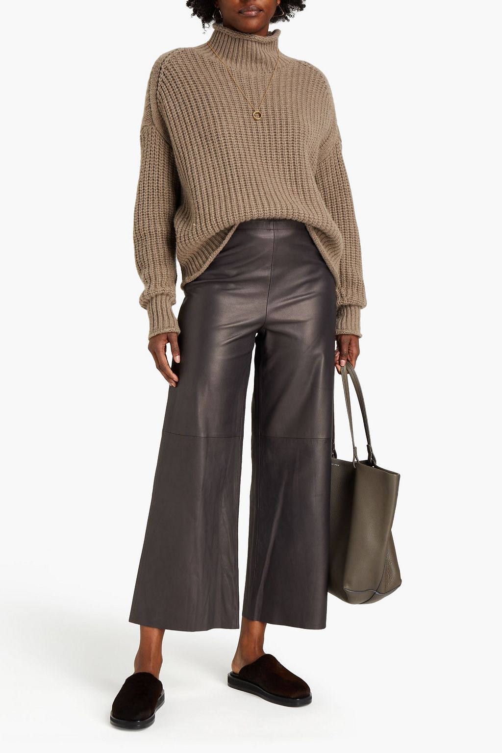 THEORY Leather wide-leg pants