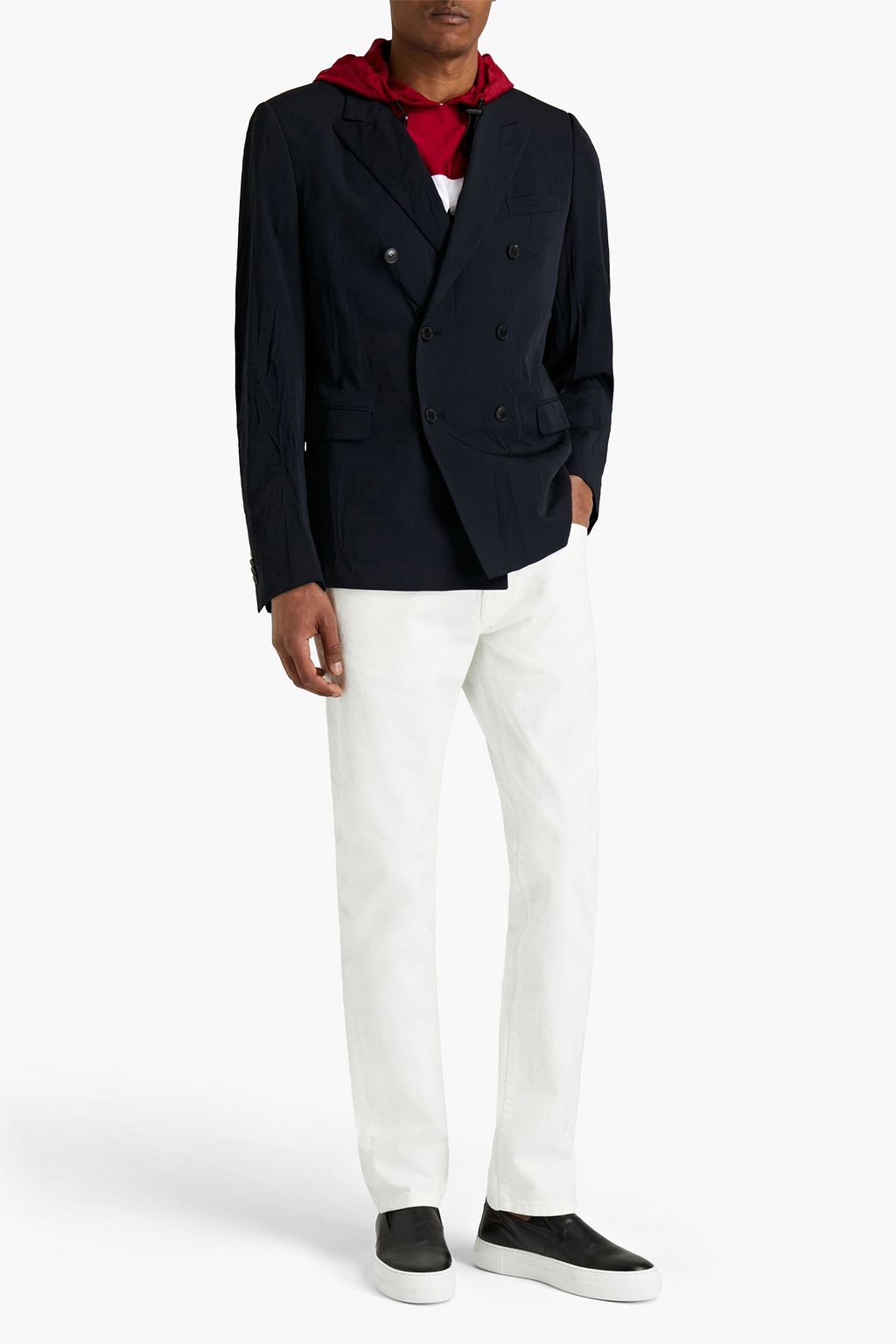 VALENTINO GARAVANI Doppelreihiger Blazer aus Woll-Twill in Knitteroptik