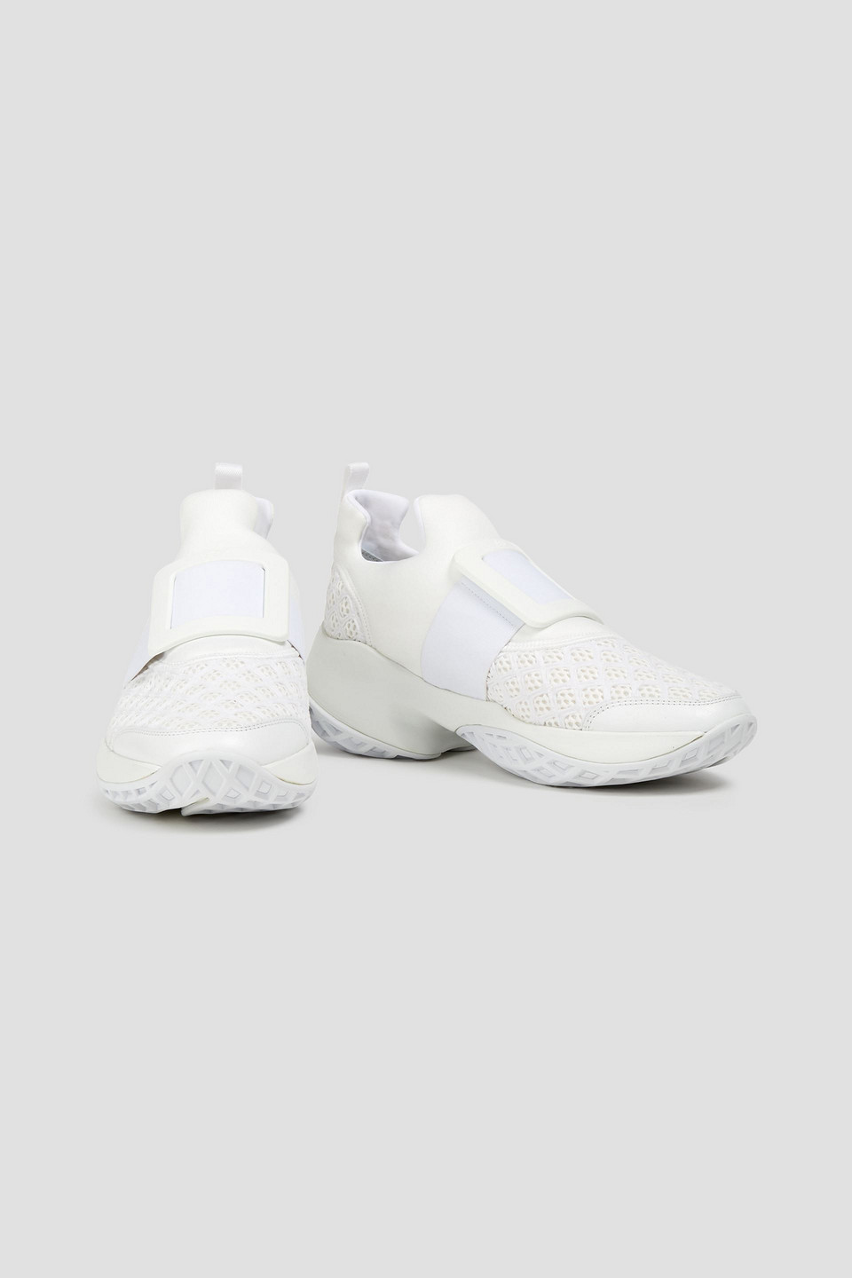 Roger Vivier Viv Run Scuba, Mesh And Leather Sneakers In White