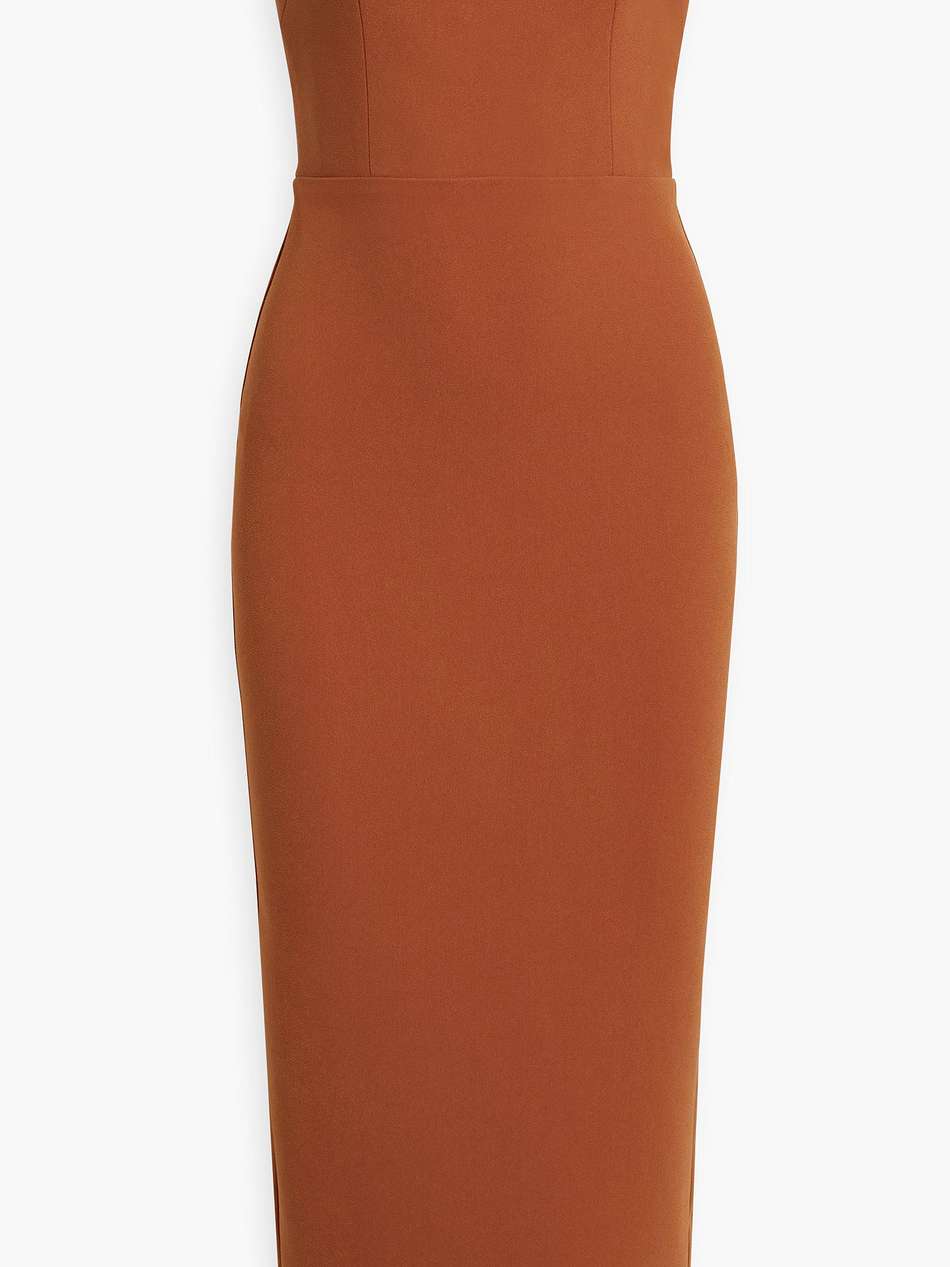 callan strapless crepe midi dress